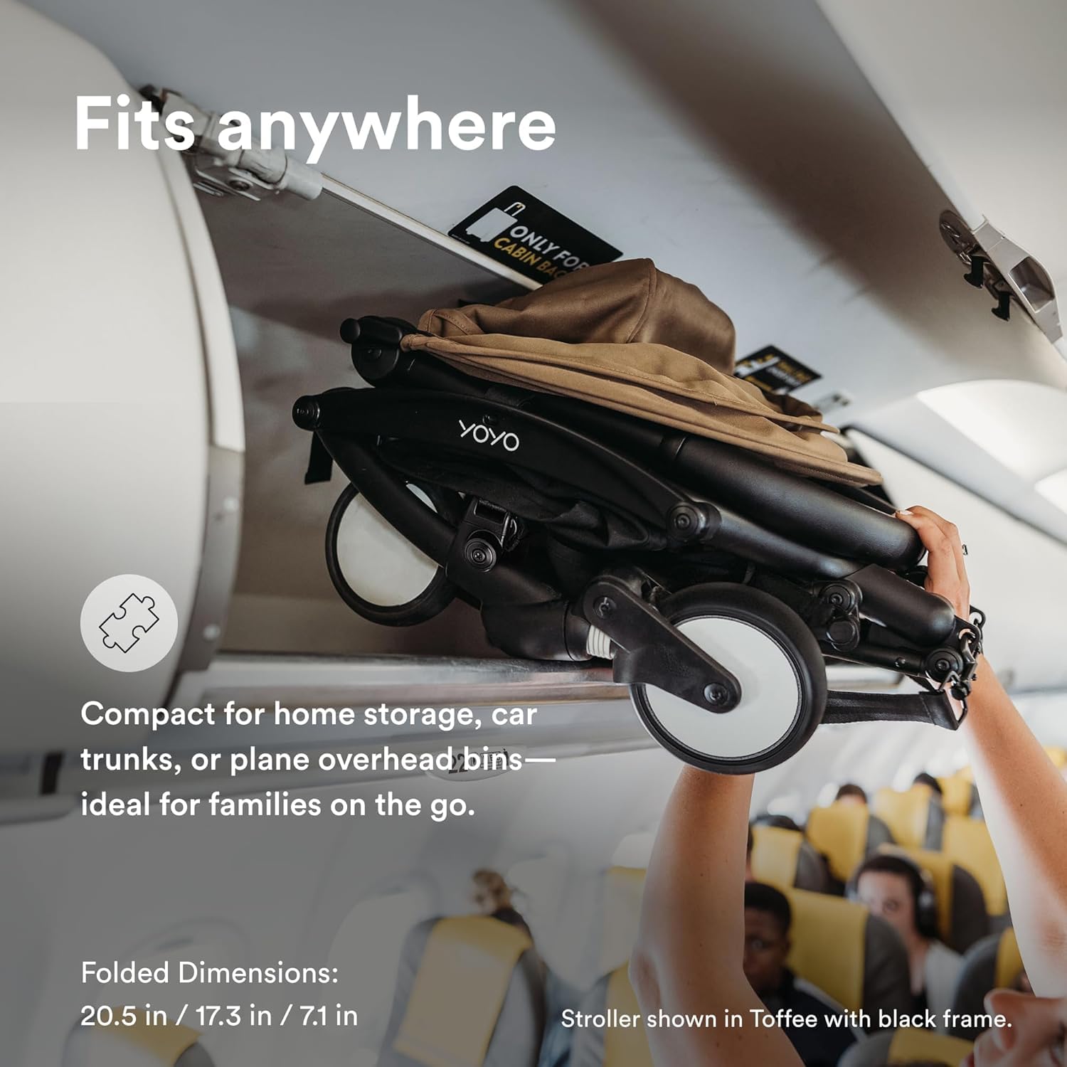 Stokke YOYO3 Travel Stroller from 6 Months, Easy Fold, Black/Black | Includes Frame, Seat Cushion, & Canopy, Light & Compact, Carry-on Compatible, Storage in Zip Back Pocket & Under Seat Basket