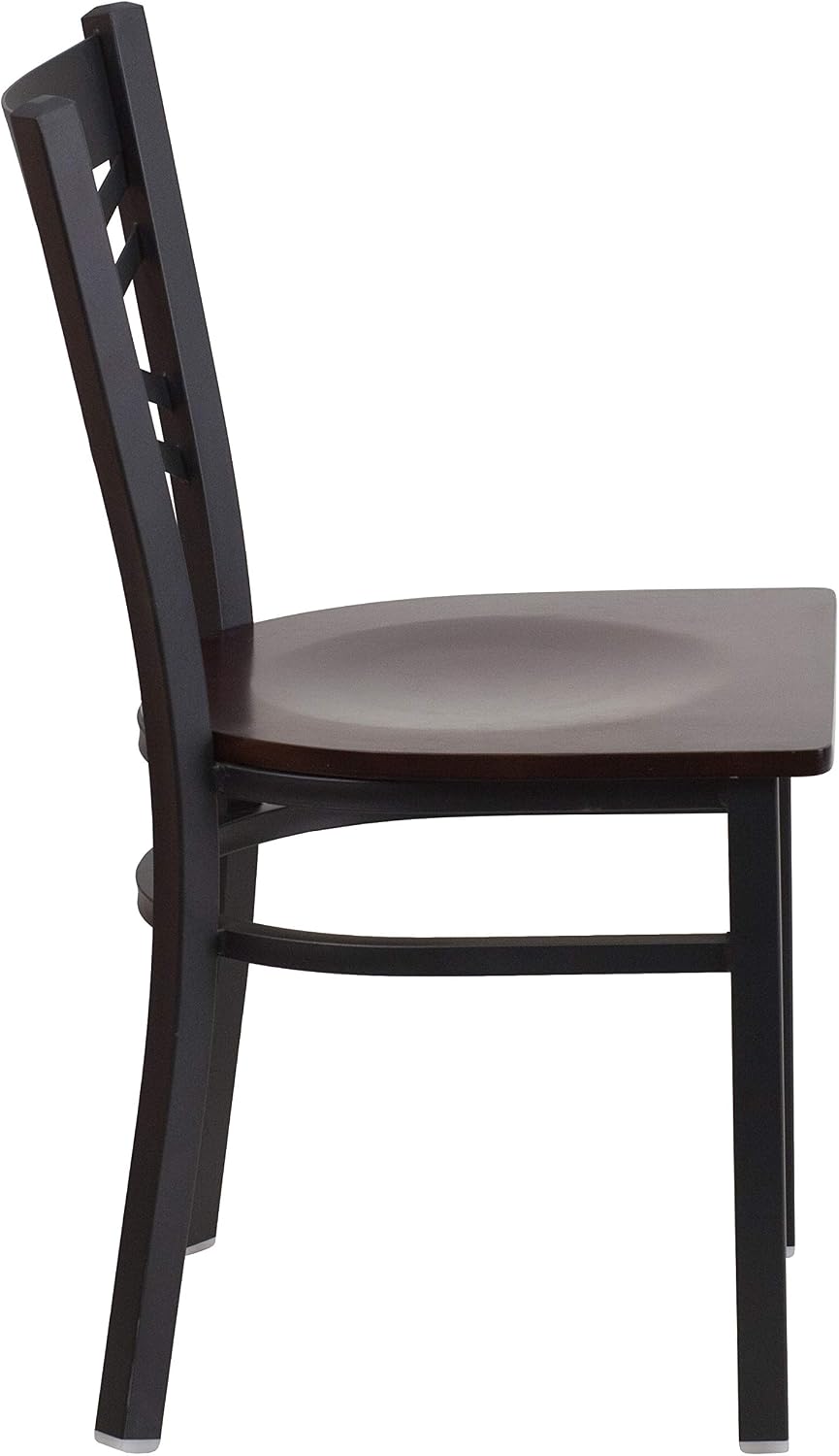 Flash Furniture Hercules Series "X" Back Metal Restaurant Chairs, Modern Upholstered Armless Dining Chairs for Restaurants/Kitchens, Set of 2, Black