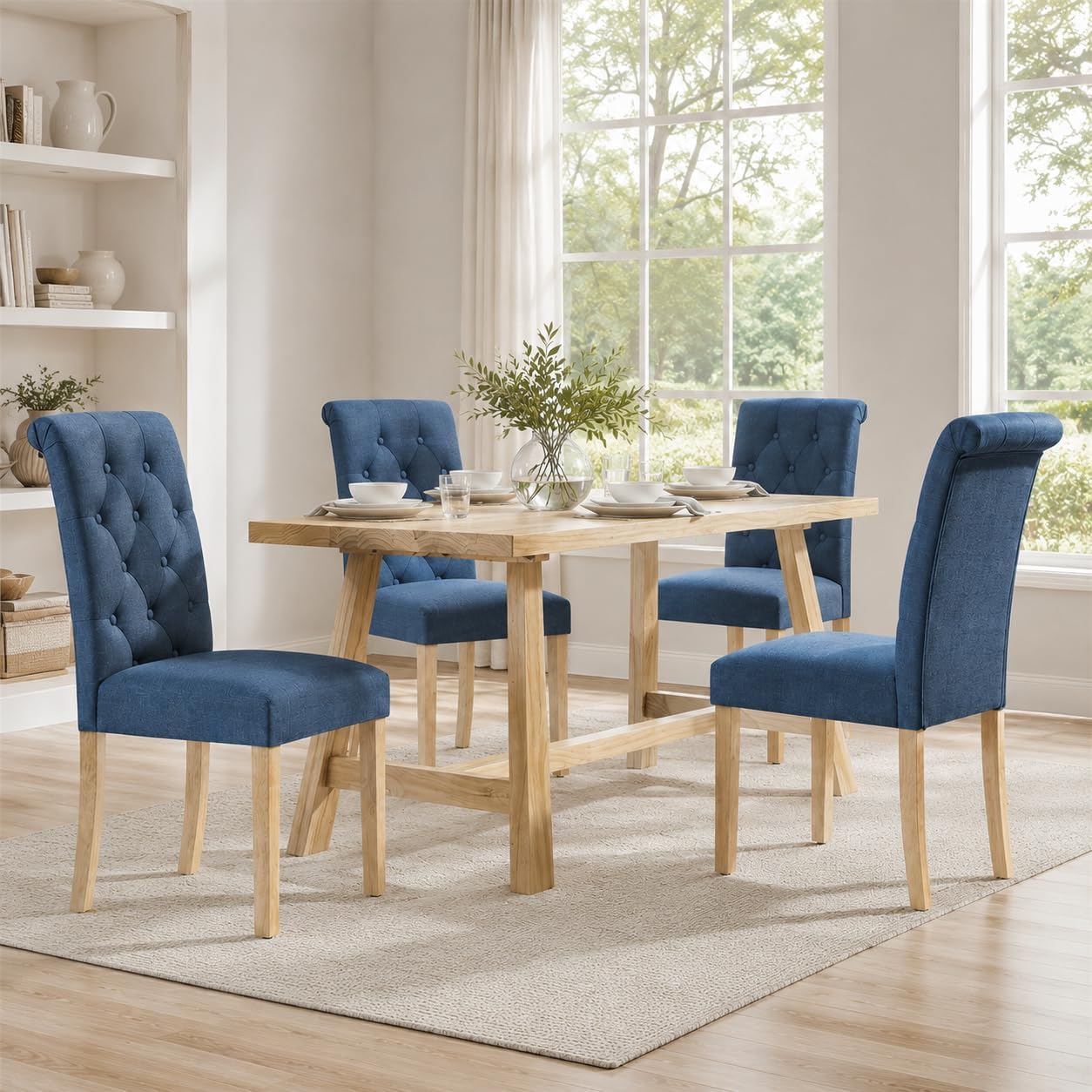 Yaheetech Dining Chairs Set of 2 Modern Upholstered Parson Chairs Dark Gray