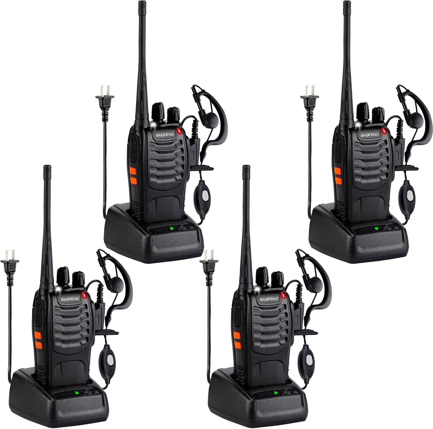 Baofeng Walkie Talkies 888S Rechargeable Long Range with Earpieces for Adults, 16 Channel Professional Radio Handheld Two Way Radios Li-ion Battery and Charger Included (10pack with 10earpiece)