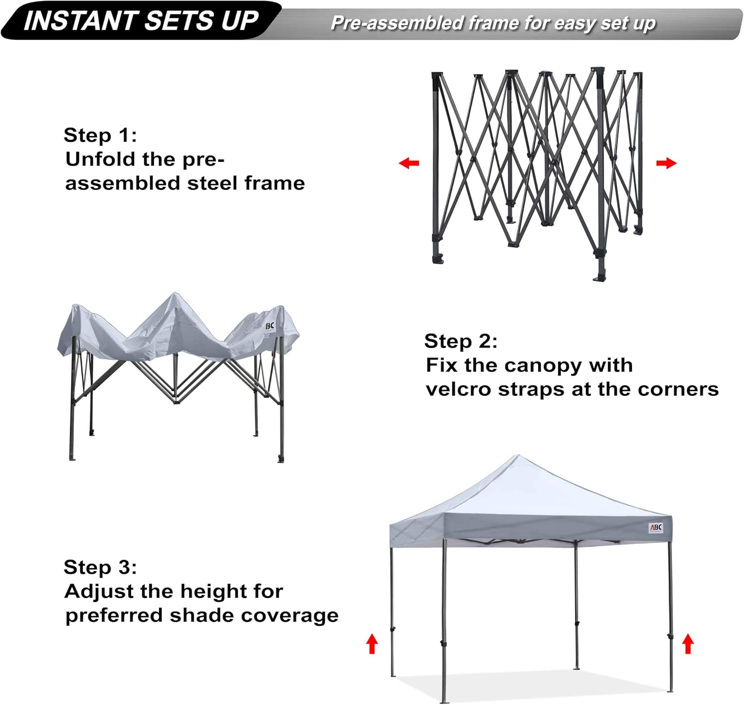 ABCCANOPY Patio Pop Up Canopy Tent 10x10 Commercial-Series (Black)