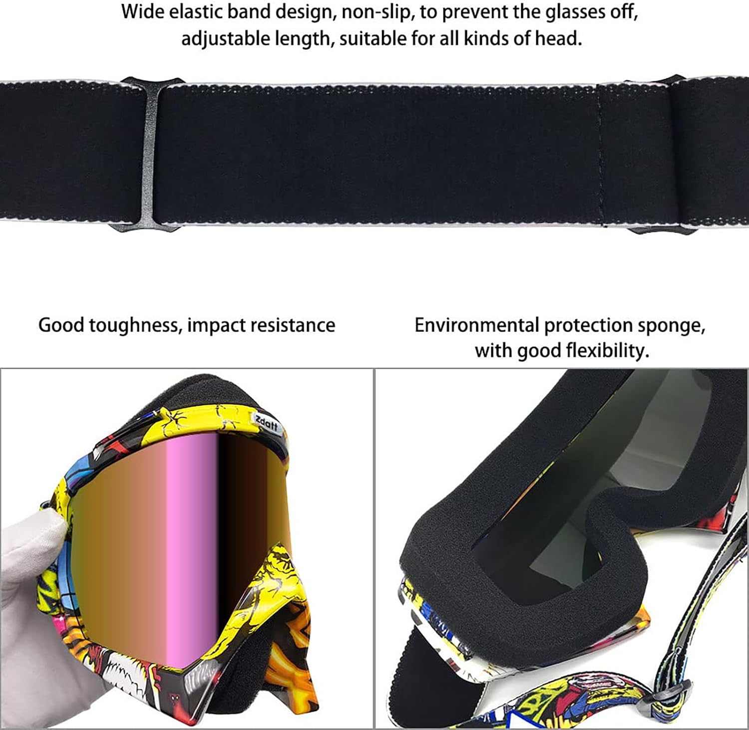 Dirt Bike Goggles, ATV Motorcycle UTV MX OTG Accessories Goggle Glasses & Anti Fog Ski Goggles, Racing Skiing Dirtbike