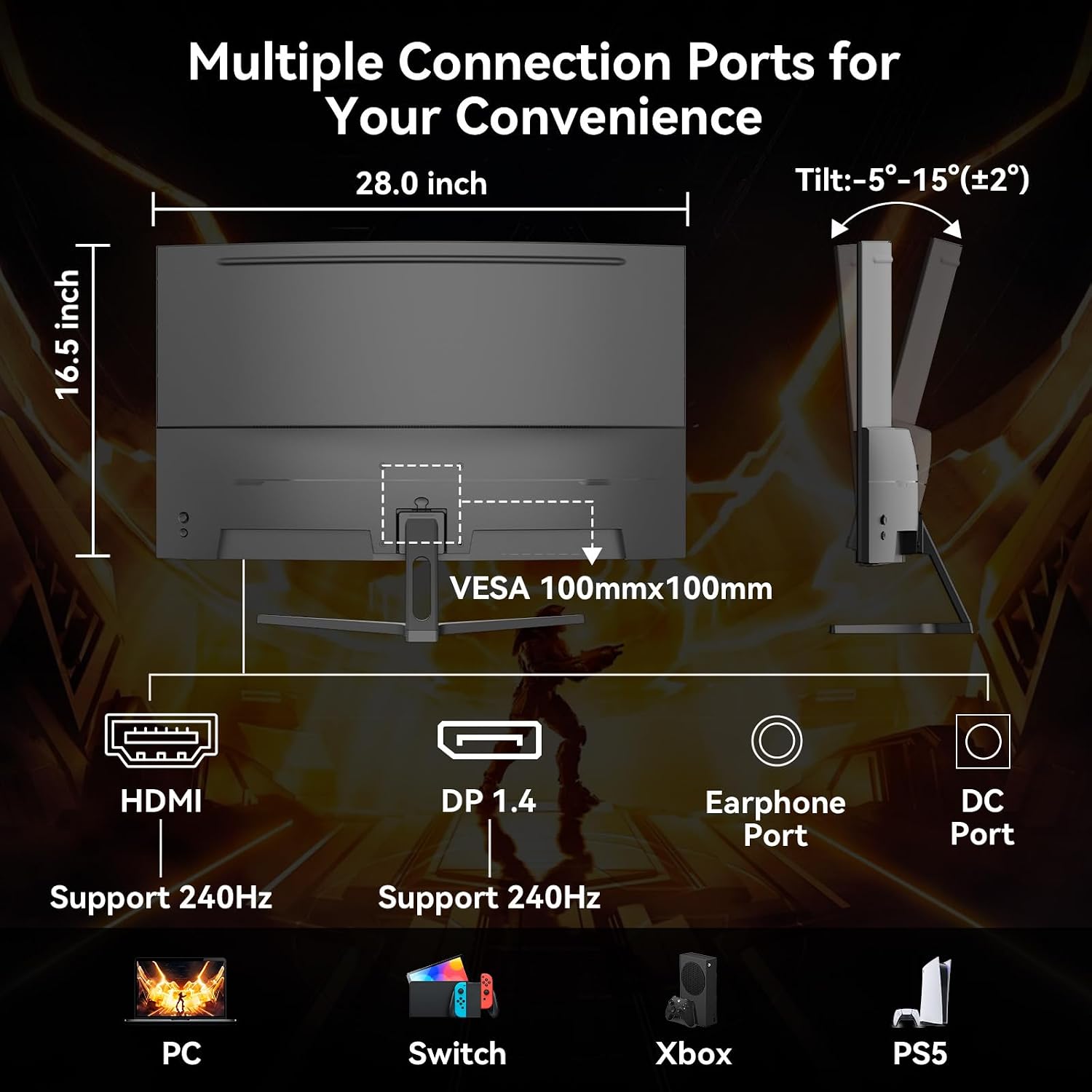 SANSUI 32 Inch Curved 240Hz Gaming Monitor High Refresh Rate, FHD 1080P | Gaming PC Monitor HDMI DP1.4, 1500R Curvature, 1Ms MPRT, HDR,Metal Stand,VESA Compatible(DP Cable Incl.)