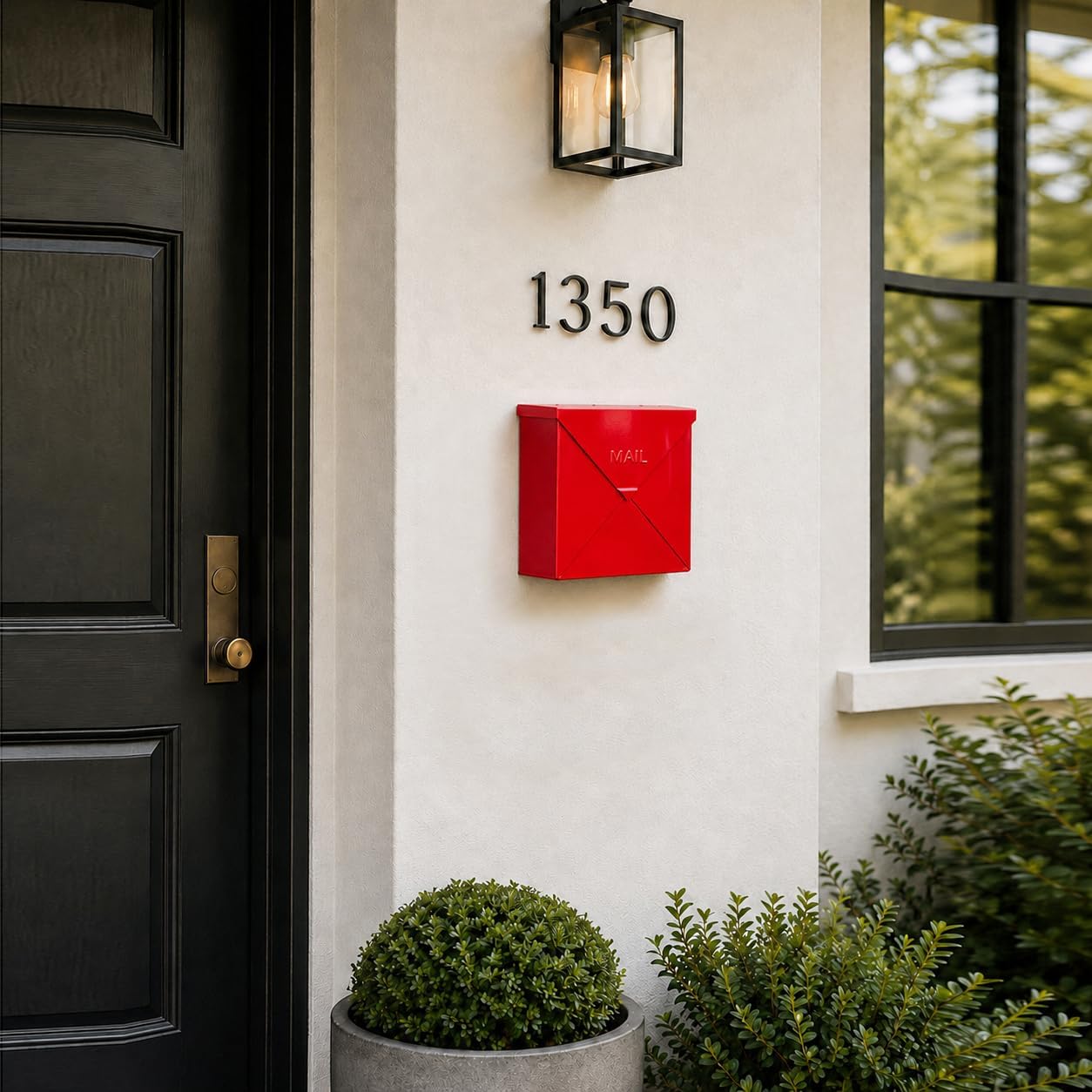 NACH Mailboxes for Outside Wall Mount, 10 x 10 x 4 inch Black Mailbox, Waterproof Mailboxes for Outside - Chicago Style Mail Box