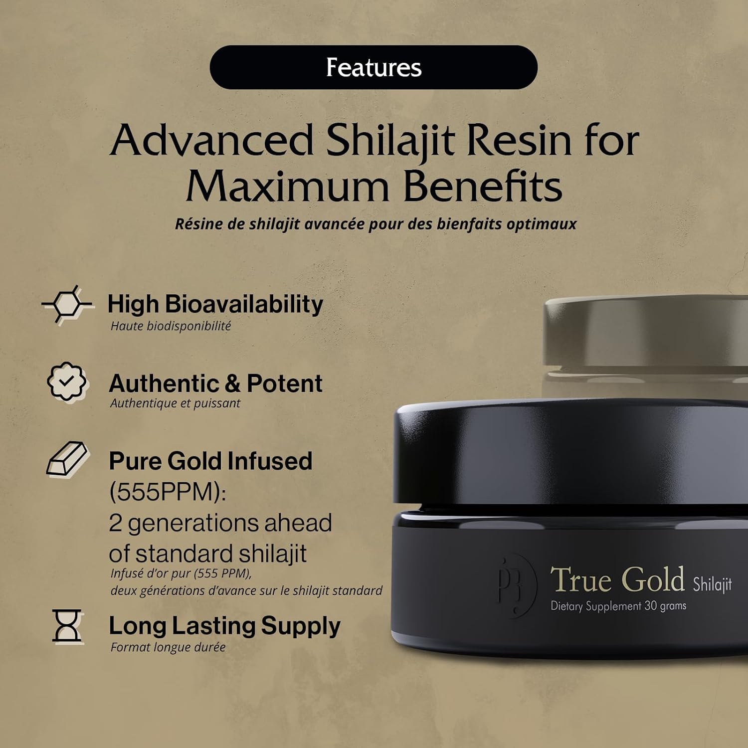 Purblack Pure Shilajit Resin, 85+ Trace Minerals, 60 Servings | Gold-Infused Himalayan Resin for Men&Women | Energy & Immunity Support, Made in USA