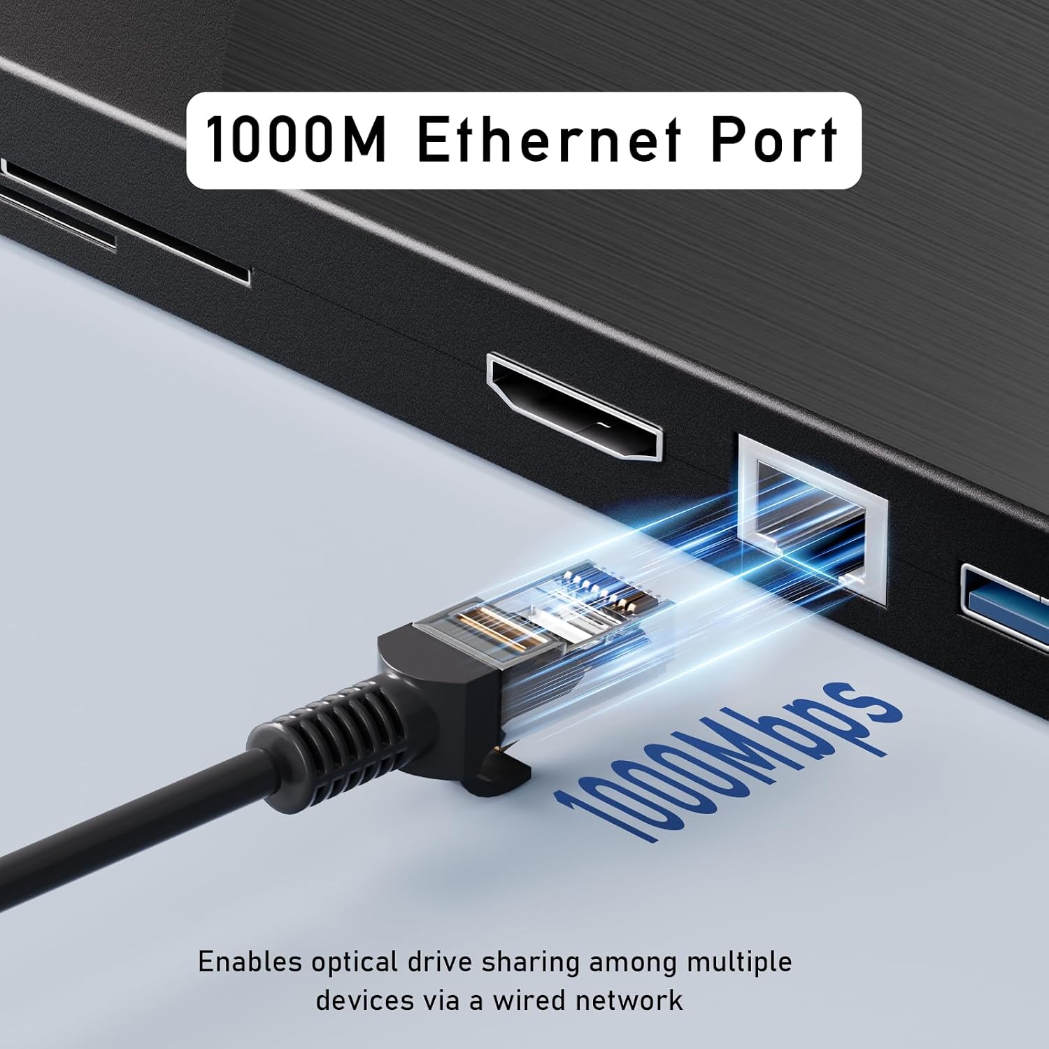 Yaeonku Versatile External Blu Ray Drive, Blu Ray Burner with HDMI/LAN | External Blueray/DVD Drive for PC Support 100G Disc
