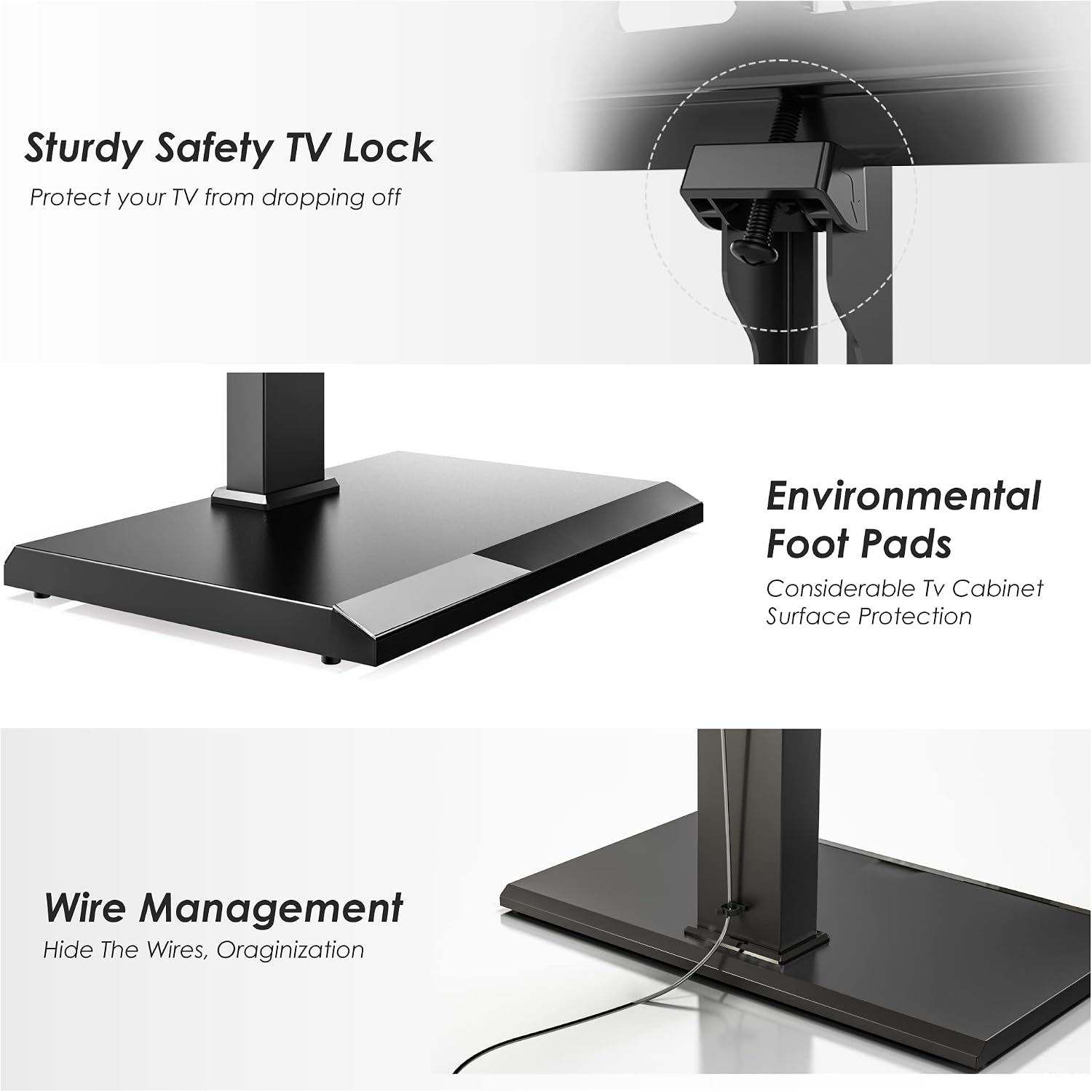 FITUEYES Iron Base Universal Floor TV Stand for 32-65 Inch TVs, Black