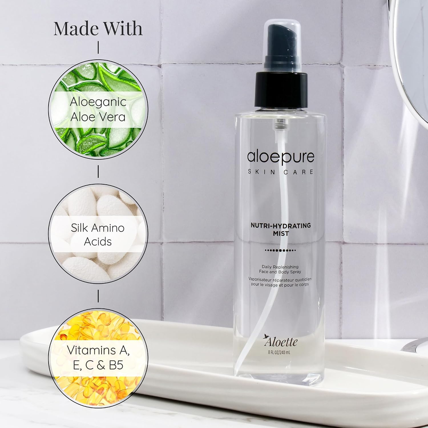 Aloette Nutri-Hydrating Mist After Sun Spray - Facial & Body Mist Skin Care