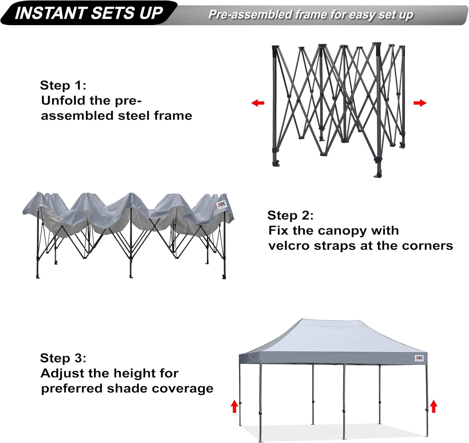 ABCCANOPY Patio Pop Up Canopy Tent 10x10 Commercial-Series (Black)