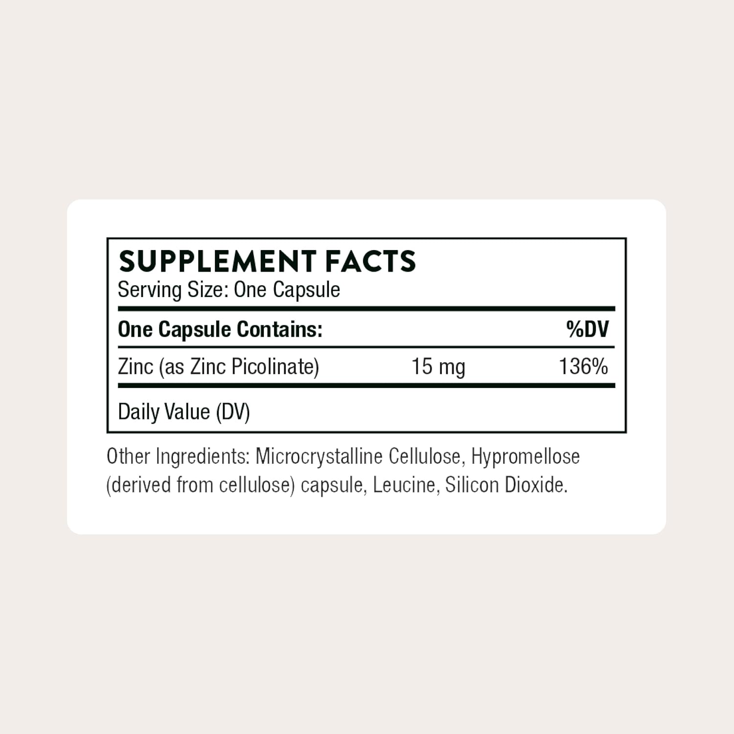 THORNE Zinc Picolinate 15 mg, Highly Absorbable Zinc, 60 Capsules | Supports Immune System, Eye, Skin, Nerve & Reproductive Health*