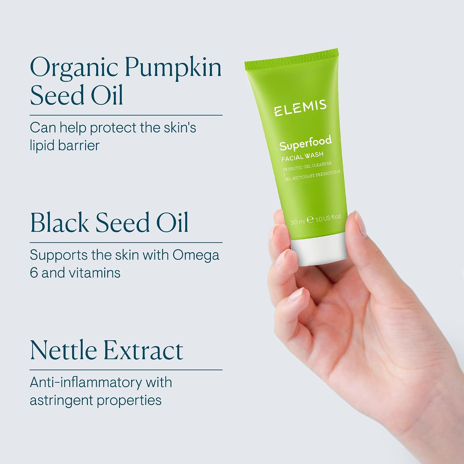 ELEMIS Superfood Facial Wash | Revitalizing Daily Prebiotic Gel Wash Gently Cleanses, Nourishes, and Balances Skin for a Fresh, Glowing Complexion