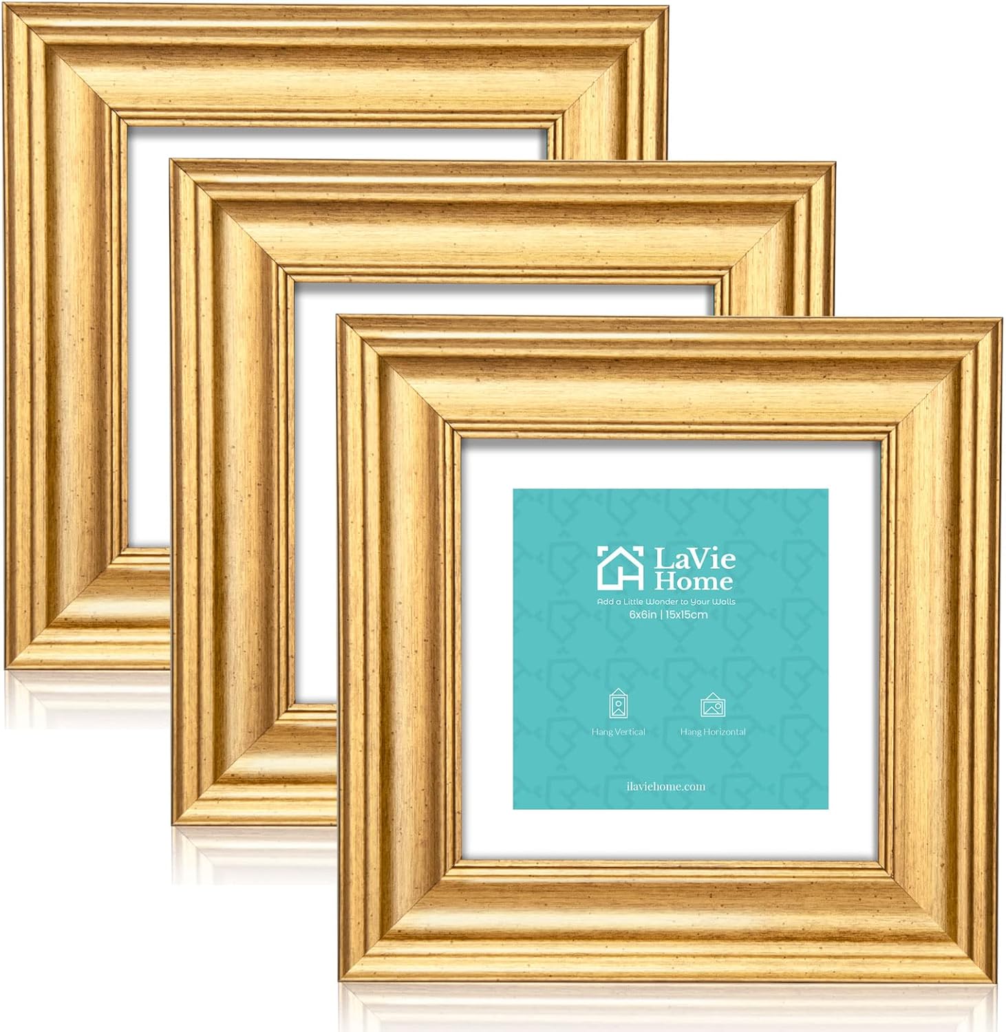 LaVie Home 8x8 Picture Frames (1 Pack, Gold) Square Photo Frame Set with High Definition Glass for Wall Mount & Table Top Display