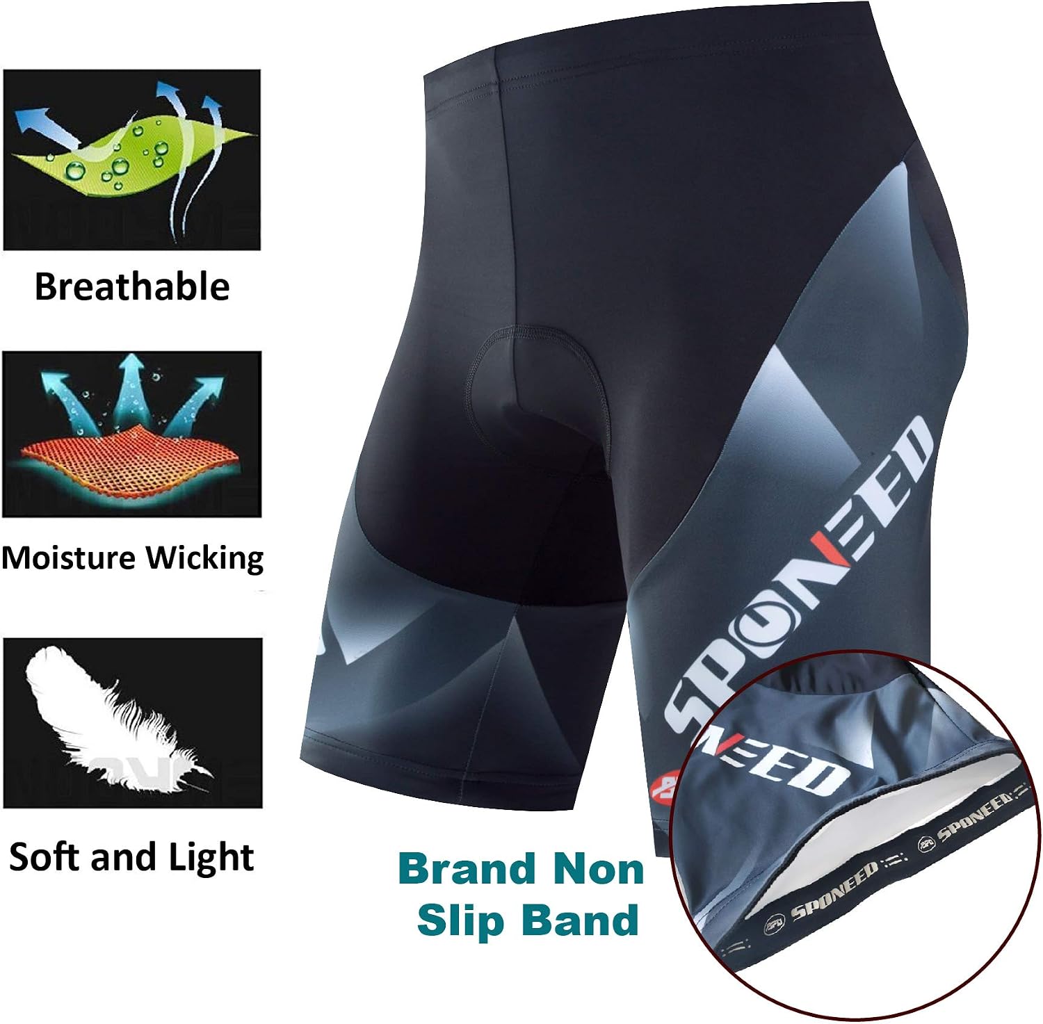 sponeed Men Bike Shorts Cushioned Biking Wear Gear Road Cycling Bottoms