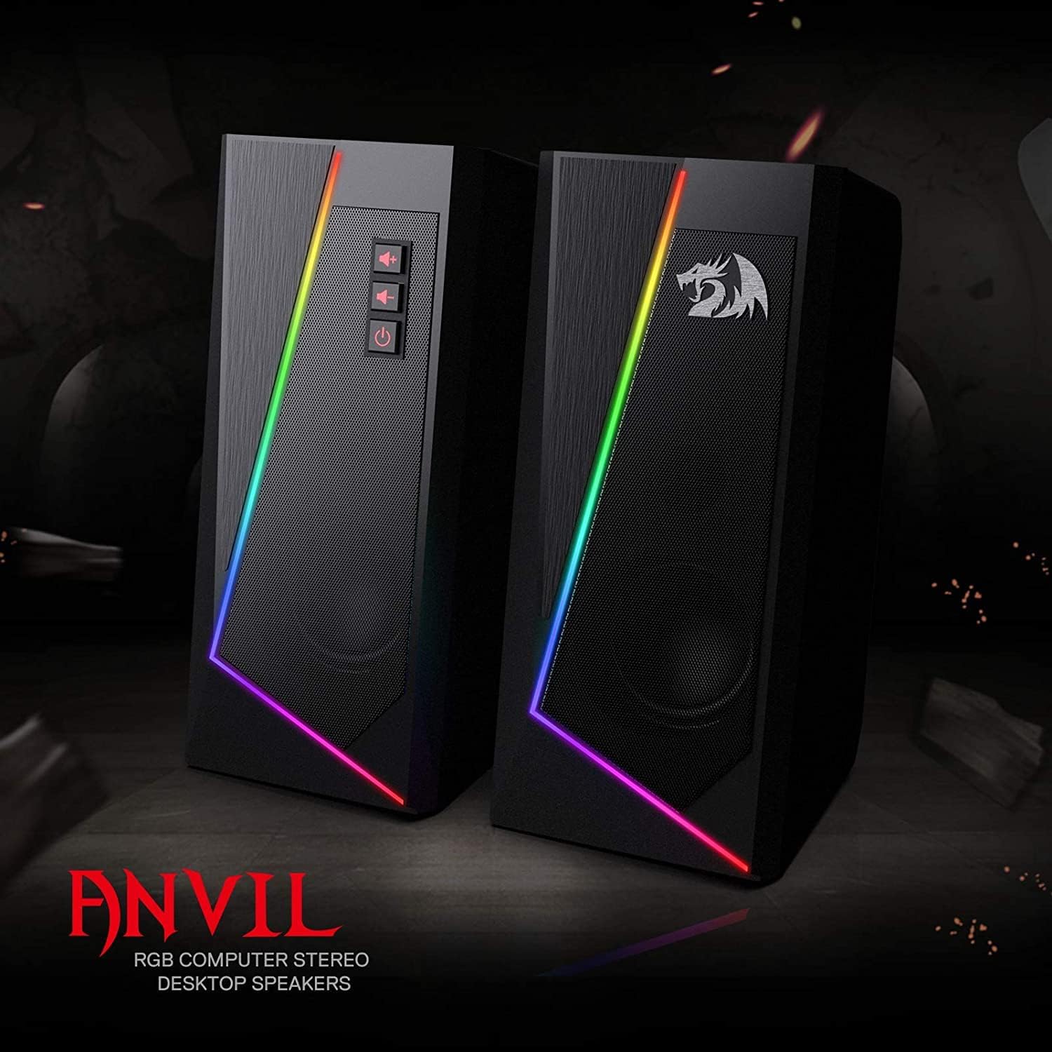 Redragon GS520 Wired 2.0 Channel Stereo Sound Desktop RGB Computer Speakers
