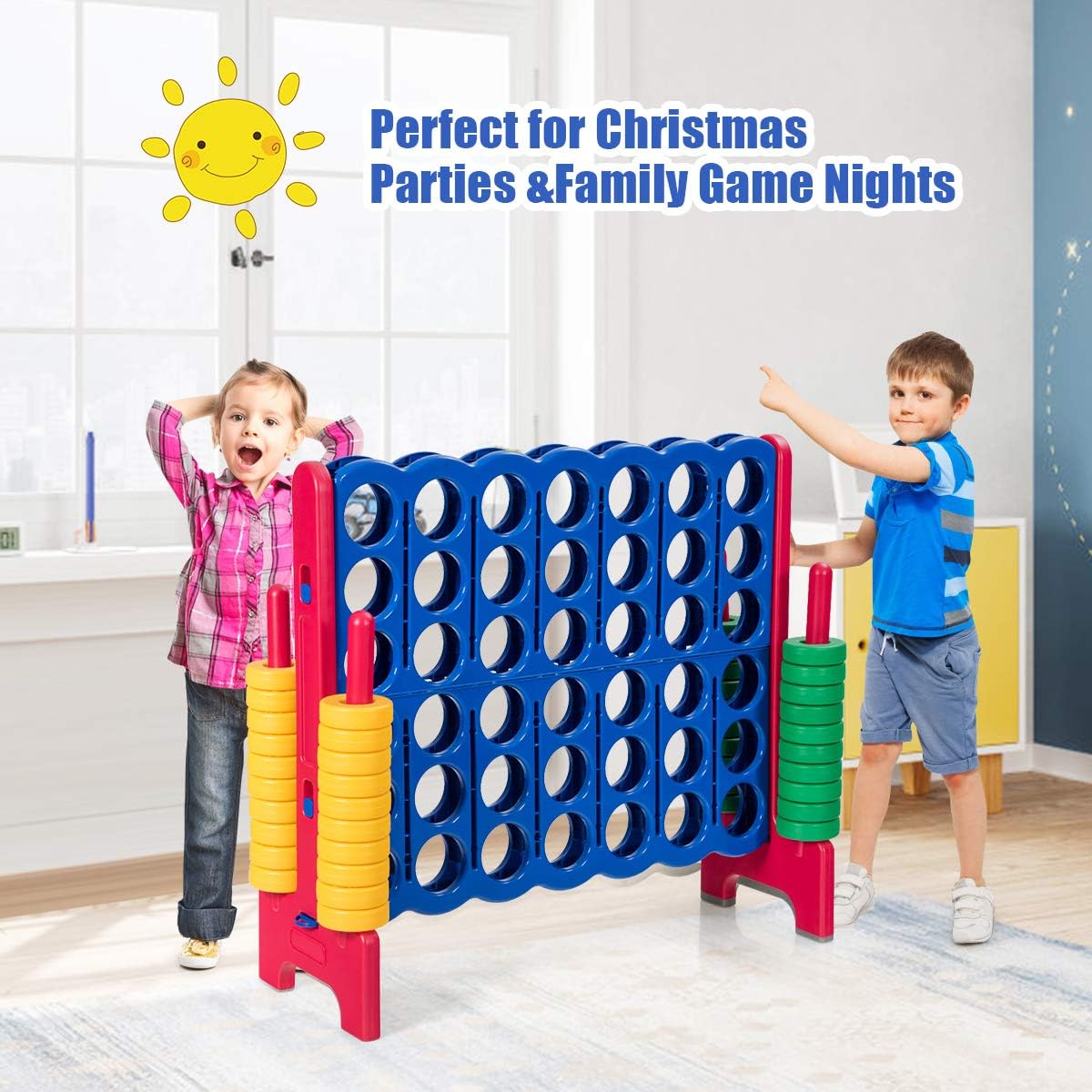 Costzon Giant 4-in-A-Row, Jumbo 4-to-Score Giant Game Set for Kids & Adults, Indoor Outdoor Yard Connect Game