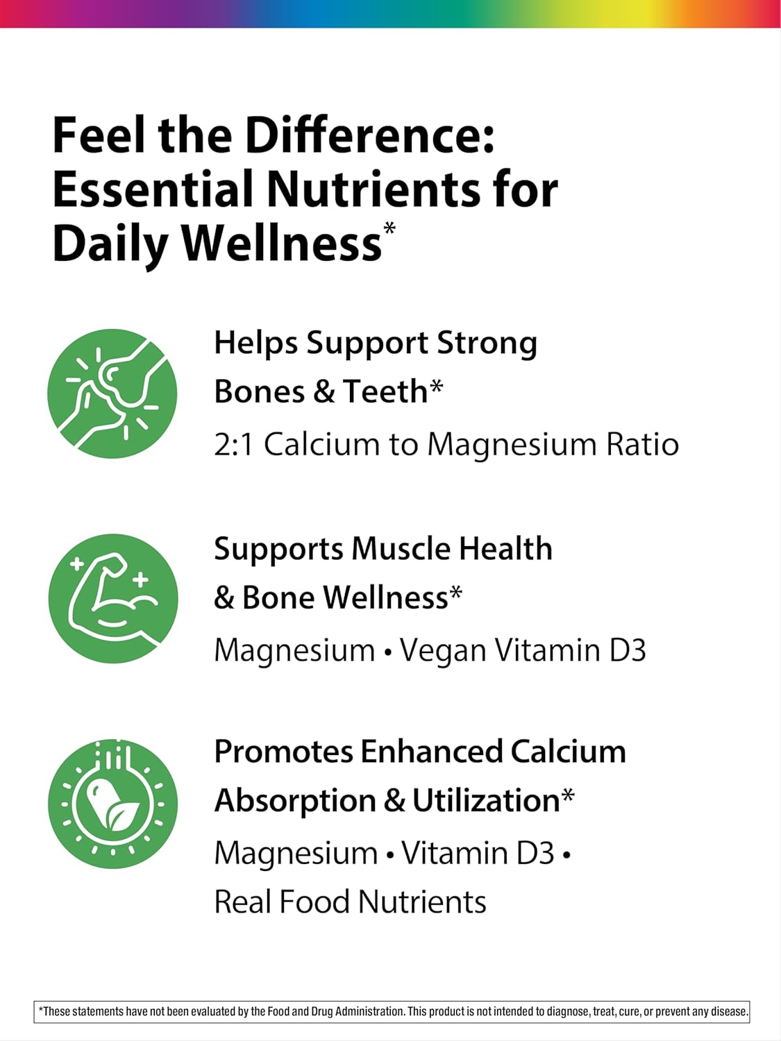Rainbow Light Calcium Complex with Magnesium & Vitamin D3 + | 180 Tablets | Real Food Nutrients | Supports Bone Density & Muscle Health | Vegan