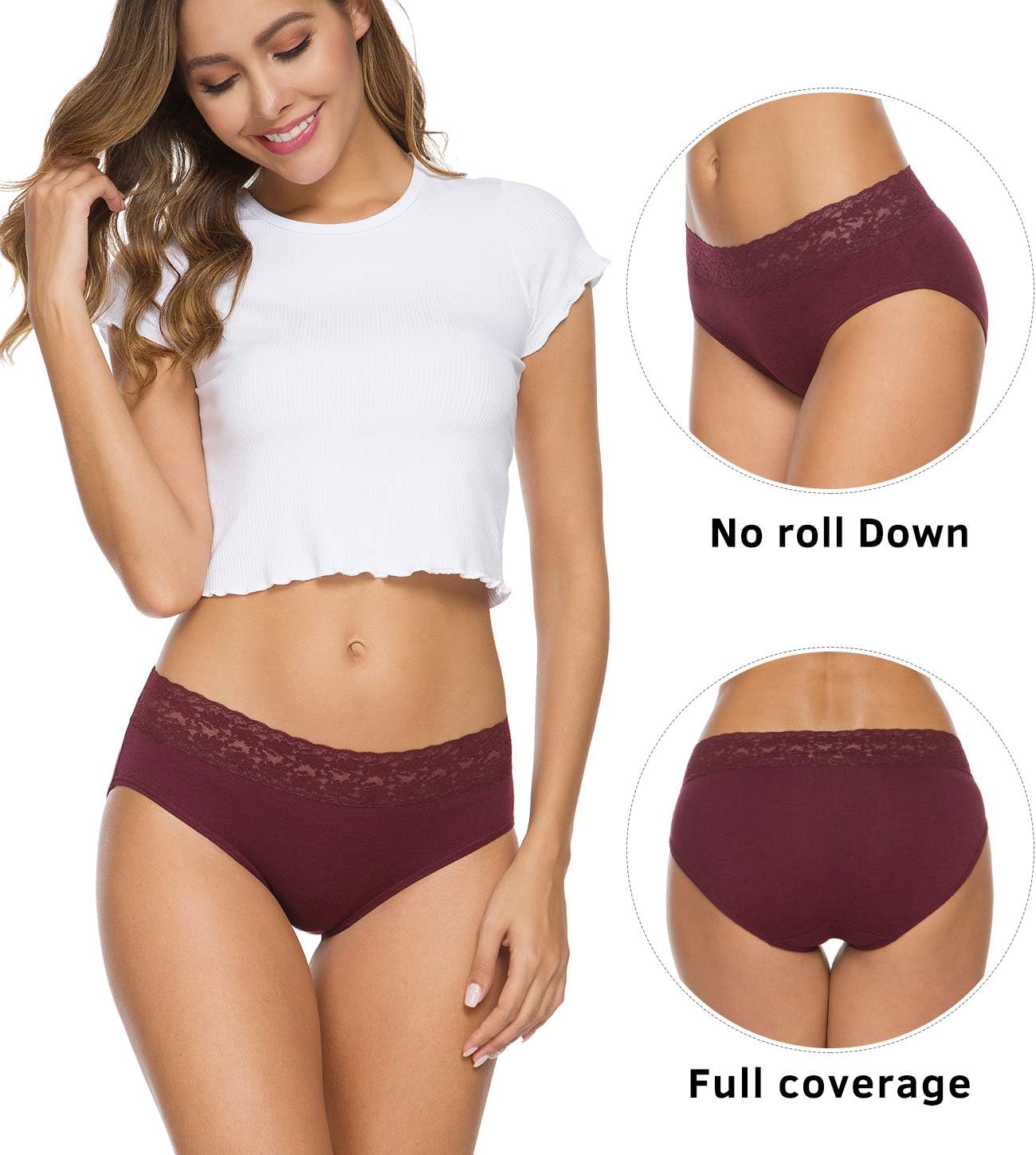 Hipster Panties for Women Underwear Lace Bikini Hip-huggers Panties 5 Pack
