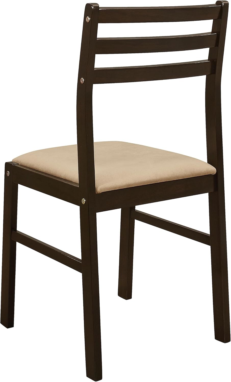 Coaster Home Furnishings 3-Piece Round Wood Dining Room Set Drop Leaf Extension Table Ladder Back Side Chairs Upholstered Seat Cushions Cappuccino