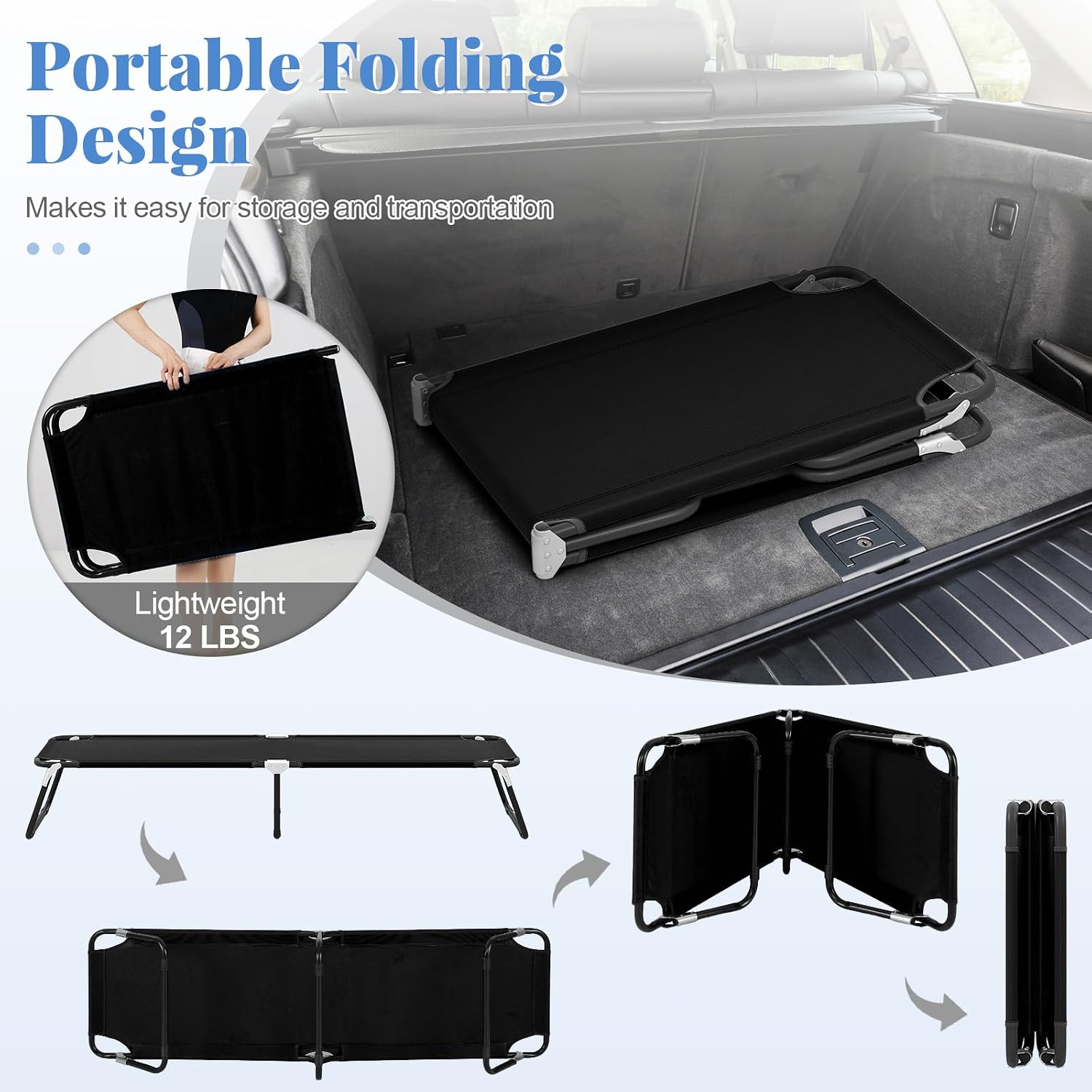 Goplus Folding Camping Cot, Sleeping Cots for Adults Kids