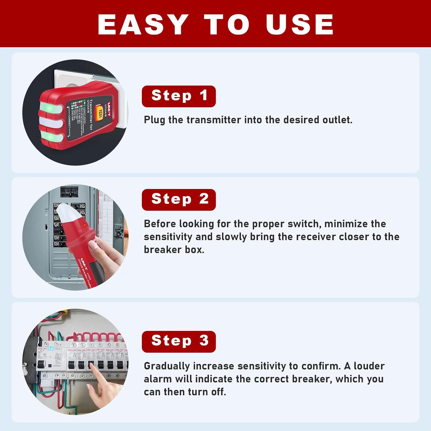 UNI-T AC Circuit Breaker Finder and Tracer Tool Kit with Electrical Integrated GFCI Outlet Tester