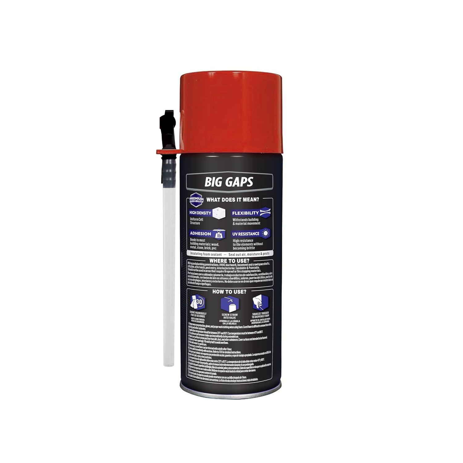 Loctite Tite Foam Big Gaps Spray Foam Sealant, 12 fl oz Can, 1 Pack - Polyurethane Expanding Insulation