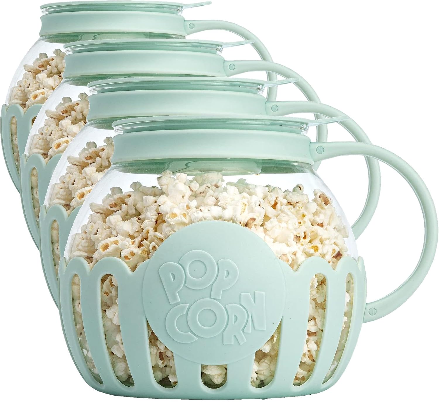 Ecolution Patented Micro-Pop Microwave Popcorn Popper with Temperature Safe Glass, 3-in-1 Lid Measures Kernels and Melts Butter, Made Without BPA, Dishwasher Safe, 3-Quart, Red