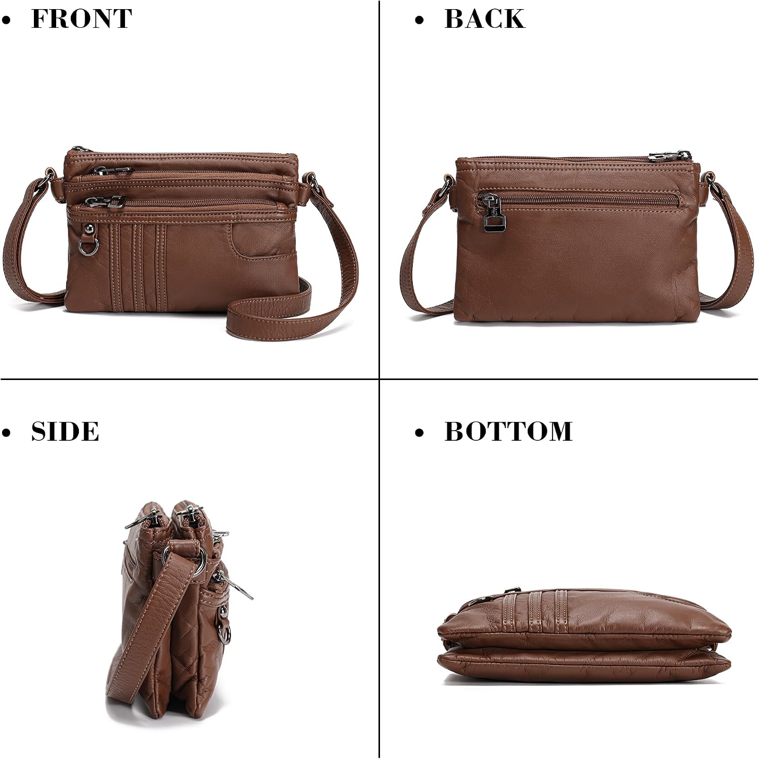 MINICAT Multi Pocket Small Crossbody Purses for Women Everyday Shoulder Bag | Lightweight Organizer, Cross body Bag with Multiple Zipper Pockets, Vegan Leather, Phone Purse for Travel Casual Daily