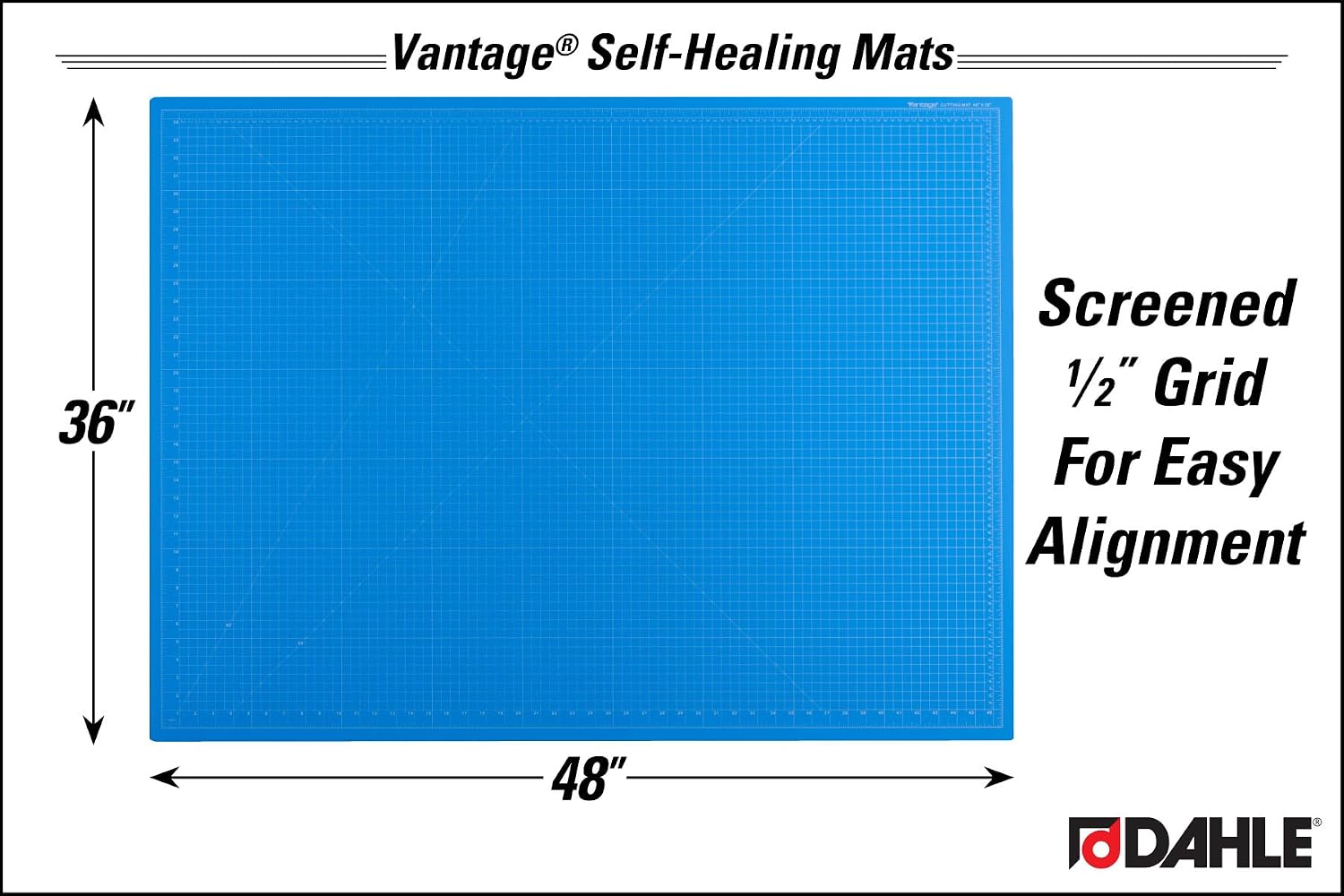 Dahle Vantage 10673 Premium Self-Healing Cutting Mat, 24"x36", 1/2" Grid, 5 Layers for Max Healing, Perfect for Crafts & Sewing, Black