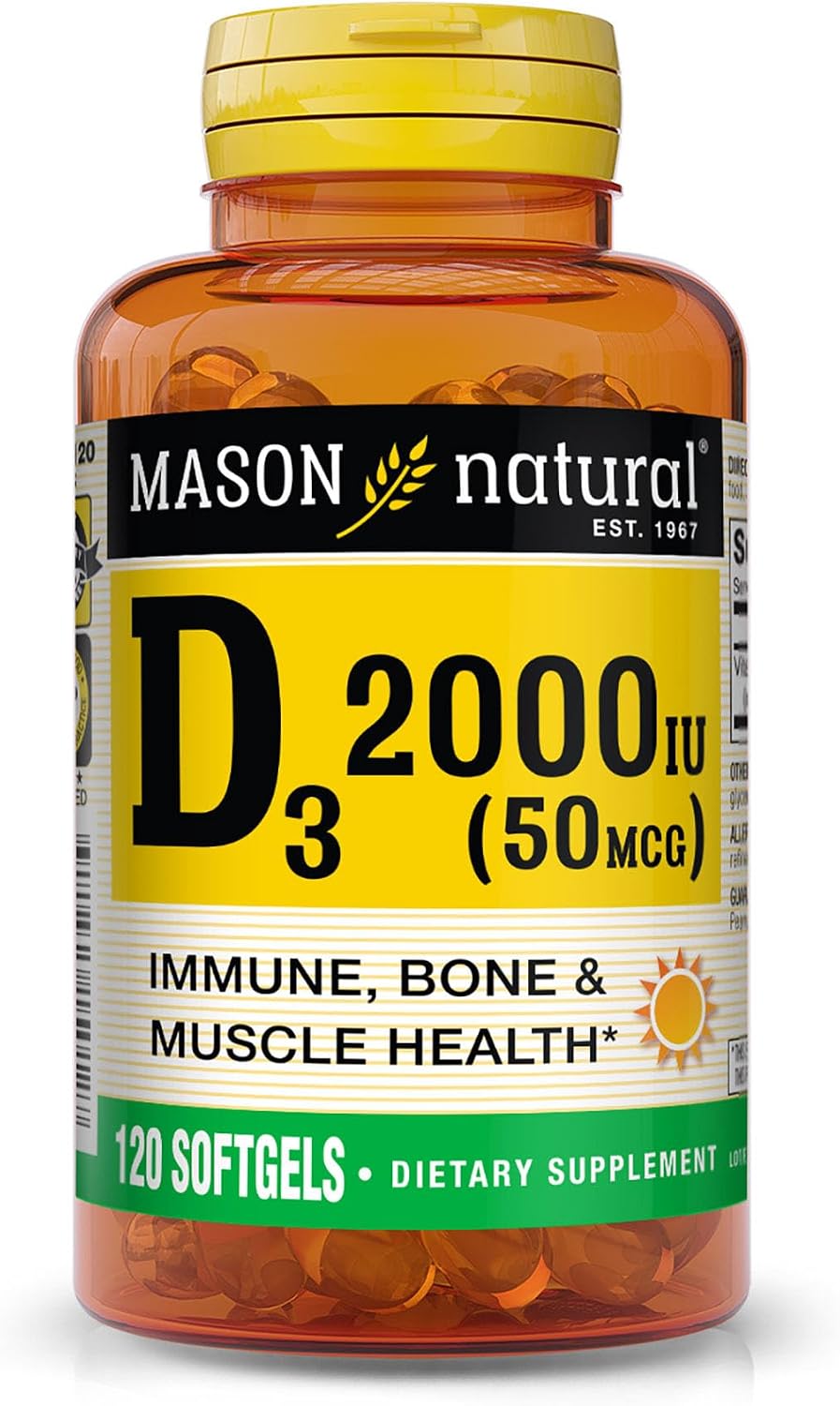 MASON NATURAL Vitamin D3 2000 IU Ultra Strength, 180 Day Supply