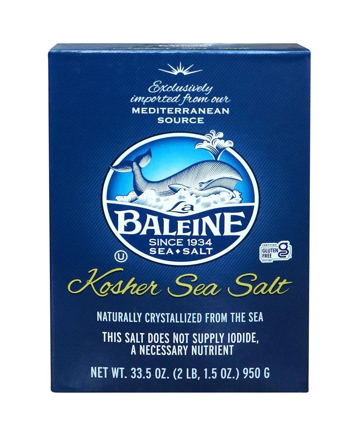 La Baleine Fine Sea Salt, Mediterranean Sea Salt, Shaker Bottle, Product of France, 4.4 Oz