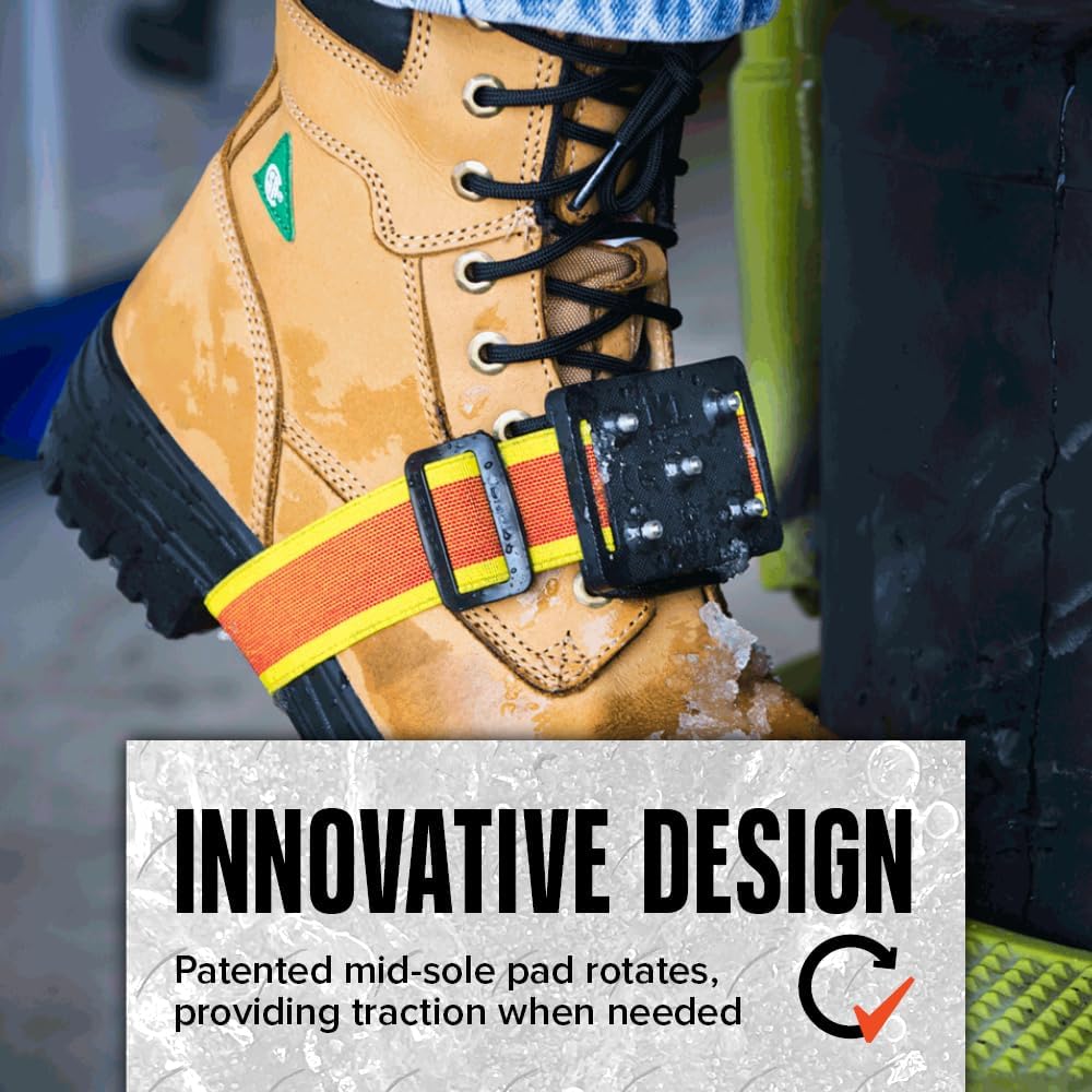 K1 Mid-Sole Ice Cleats for Men & Women - Rotatable Traction Aids For Winter Snow - Hi Vis - Low Profile