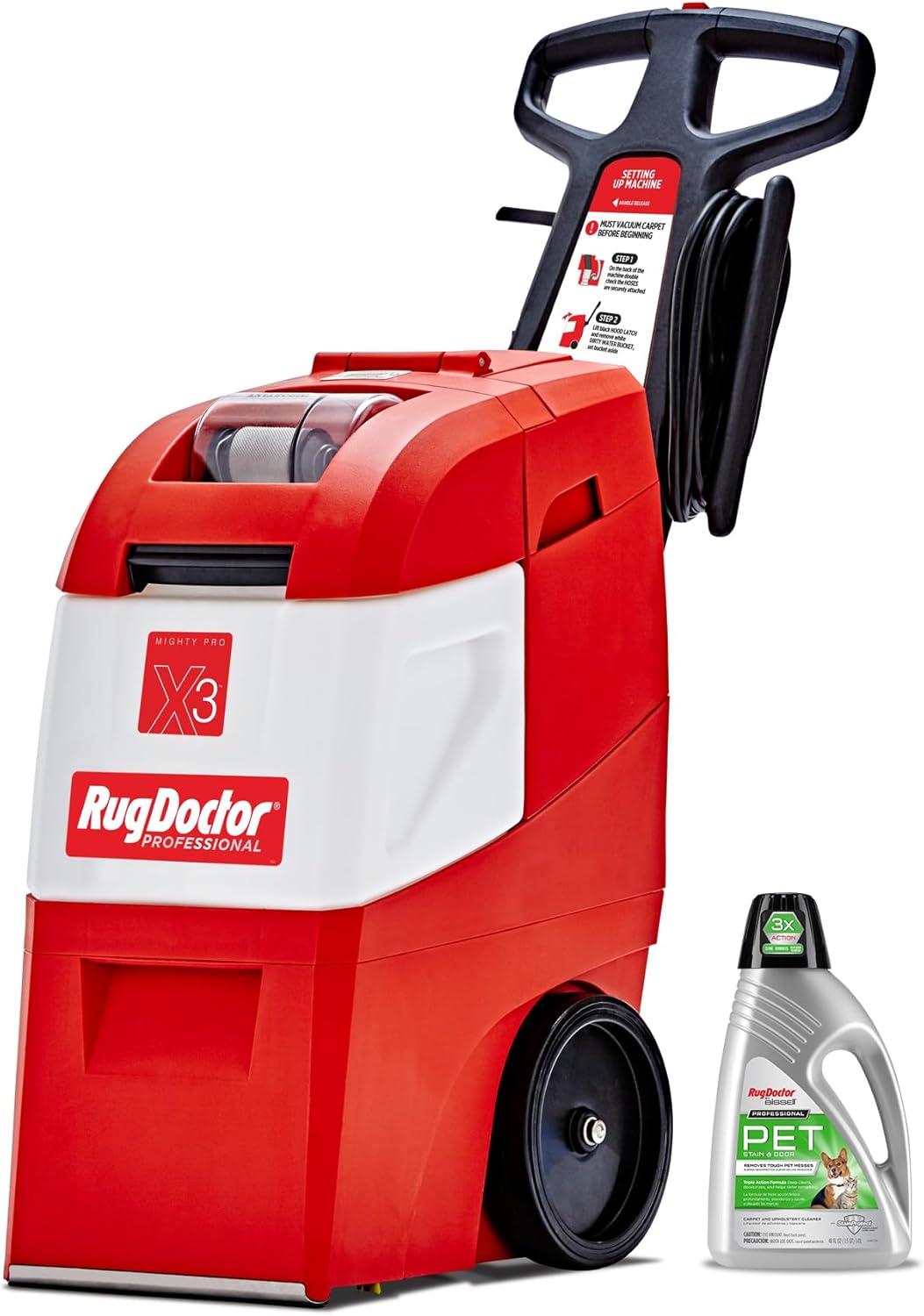 Rug Doctor Mighty Pro X3 Commercial Carpet Cleaner with Pet Cleaner Pack