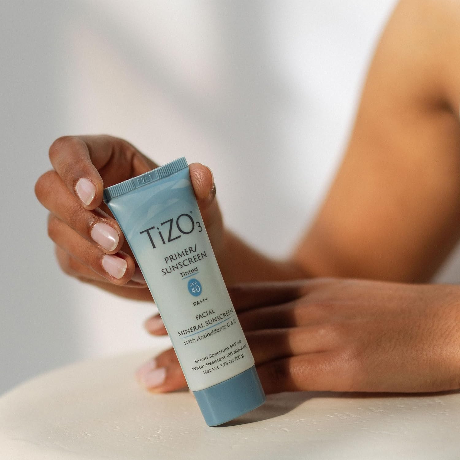 TiZO3 Facial Mineral Sunscreen and Primer, Tinted Broad Spectrum SPF 40 with Antioxidants, Sheer matte finish, Fragrance-Free, Oil-Free