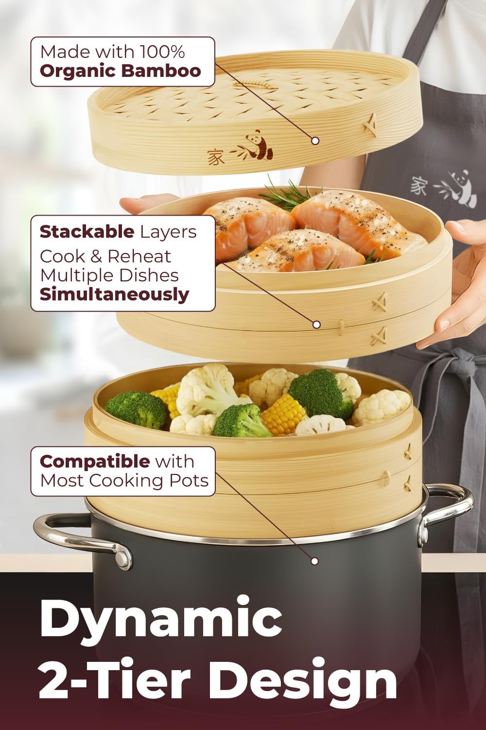 54-Piece Bamboo Steamer Basket Set, 10 Inch for Delicious, Authentic Meals