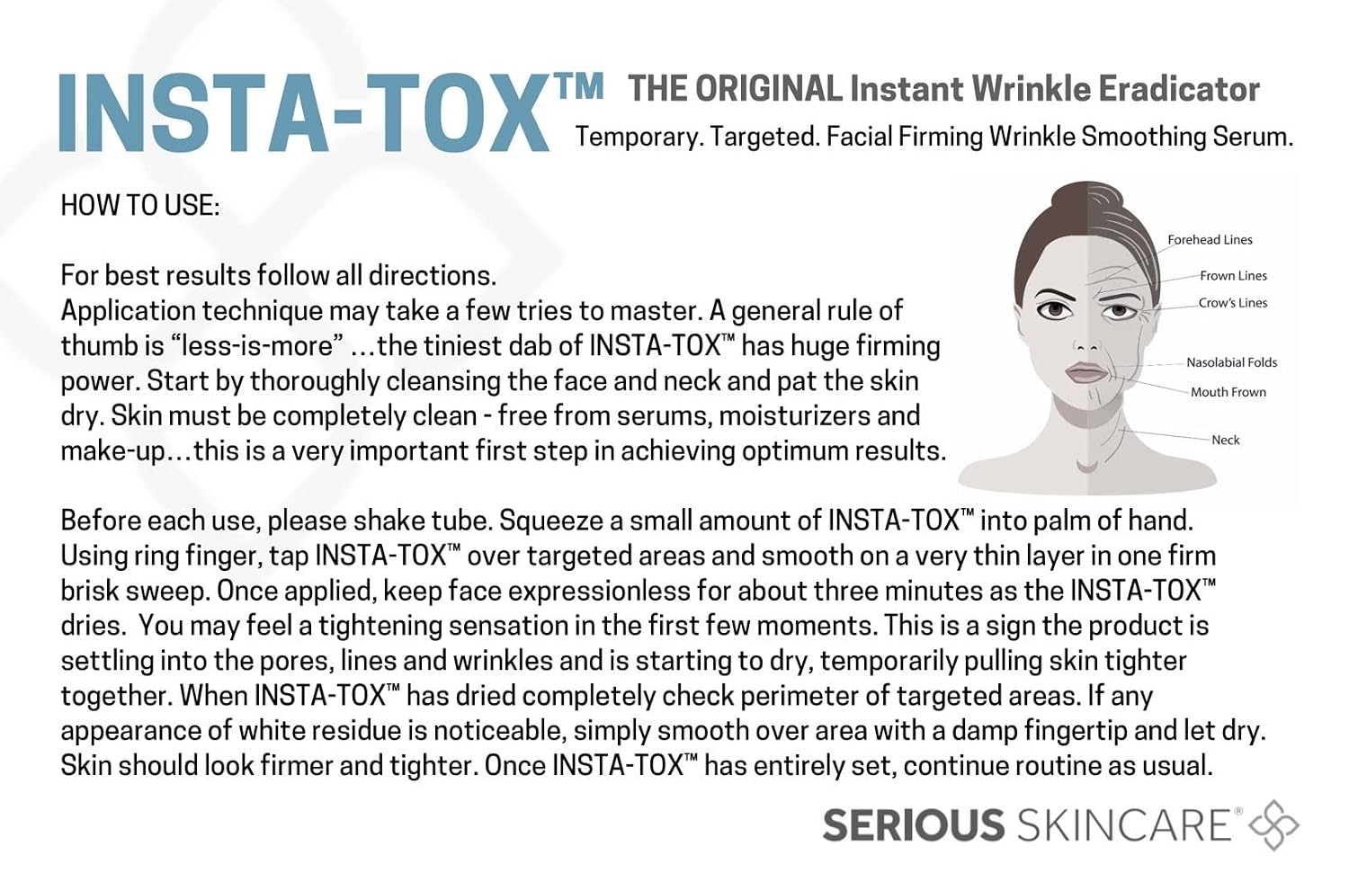 Serious Skincare INSTA-TOX Instant Wrinkle Smoothing Serum - Temporary Face Tightener, Facial Filler for Deep Wrinkles, Fine Lines