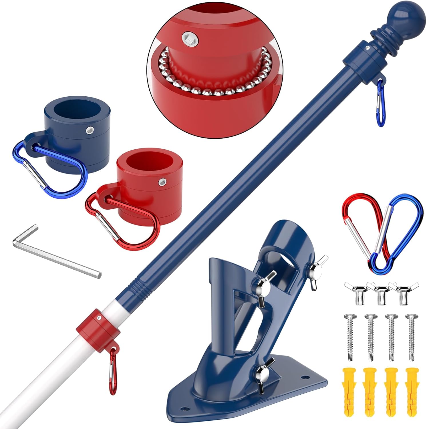 ZMTECH Flag Pole - Upgraded Bracket, 6 FT Stainless Steel Flag Poles for Outside House, Residential or Commerical