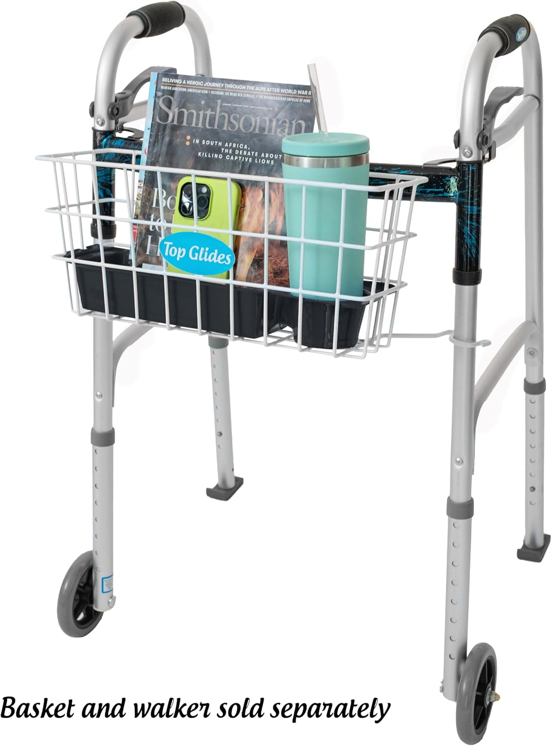 Heavy Duty Clear Plastic Insert/Tray/Cup Holder for Walker Basket