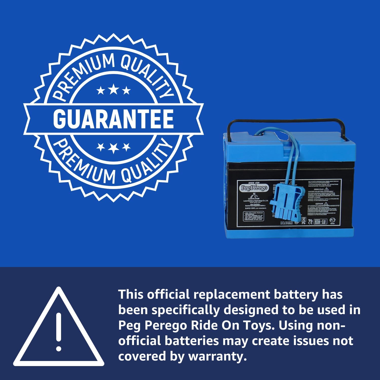 Peg Perego Official 12 Volt Replacement Battery for Ride on Toys. All Season Performance. Works with John Deere, Polaris