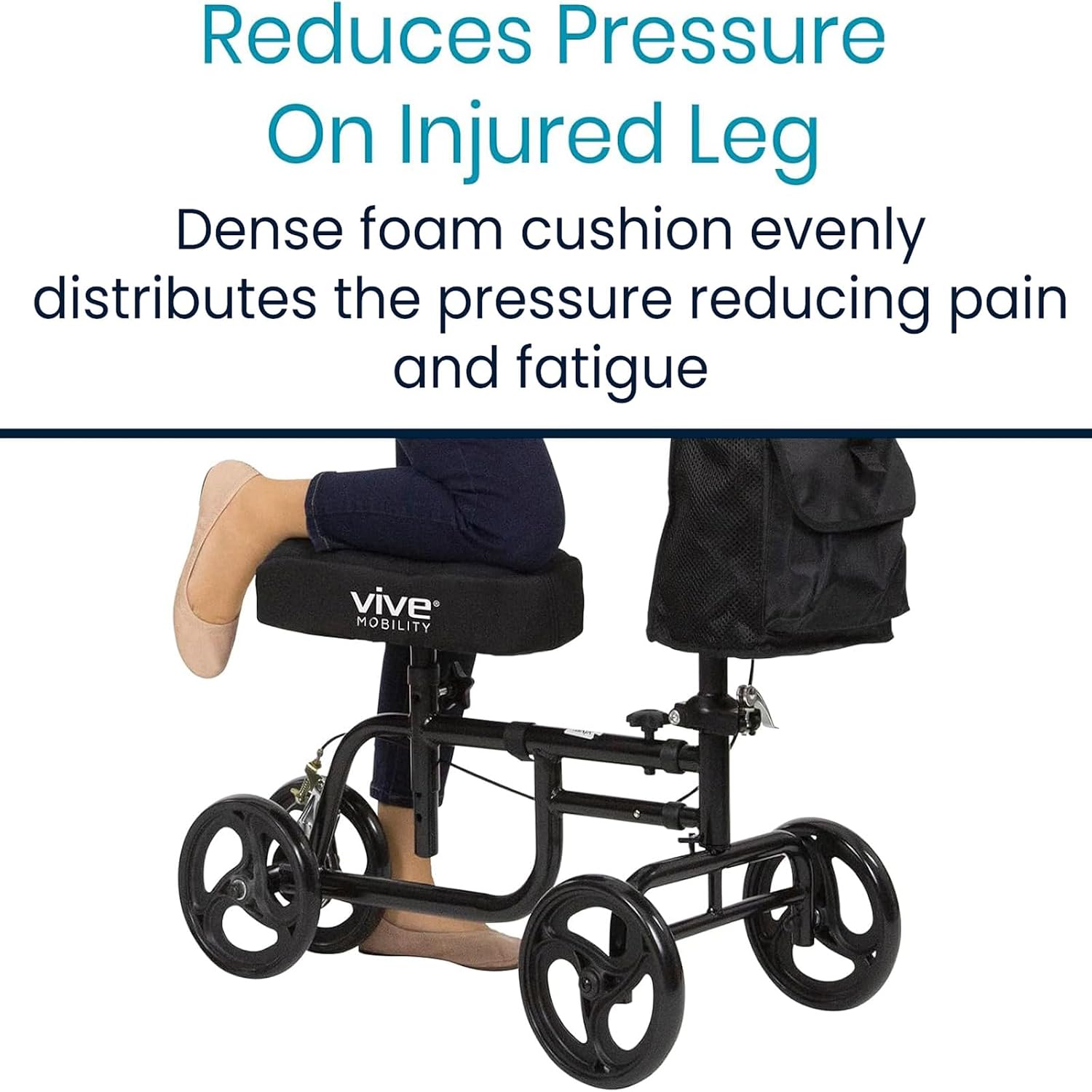 Vive Mobility Knee Scooter Pad Cover - Accessories Cushion Cover | Comfort (Dense Foam) - for Broken Leg Crutch Cart Roller, Injuries, Surgery, Foot