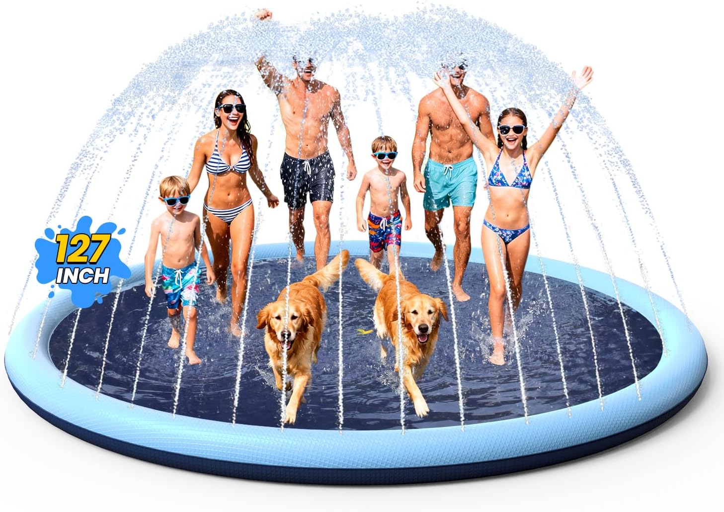 VISTOP 67" Non-Slip Splash Pad for Kids and Dogs, Thickened Sprinkler Pool for Toddlers, Outdoor Backyard Water Toys, Fun Fountain Play Mat for Babies