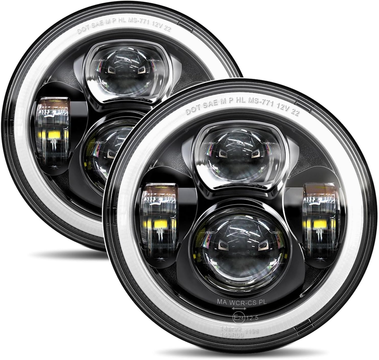 5x7 7x6 Inches LED Headlights H6054 Hi/Low Sealed Beam DOT/SAE Headlamps
