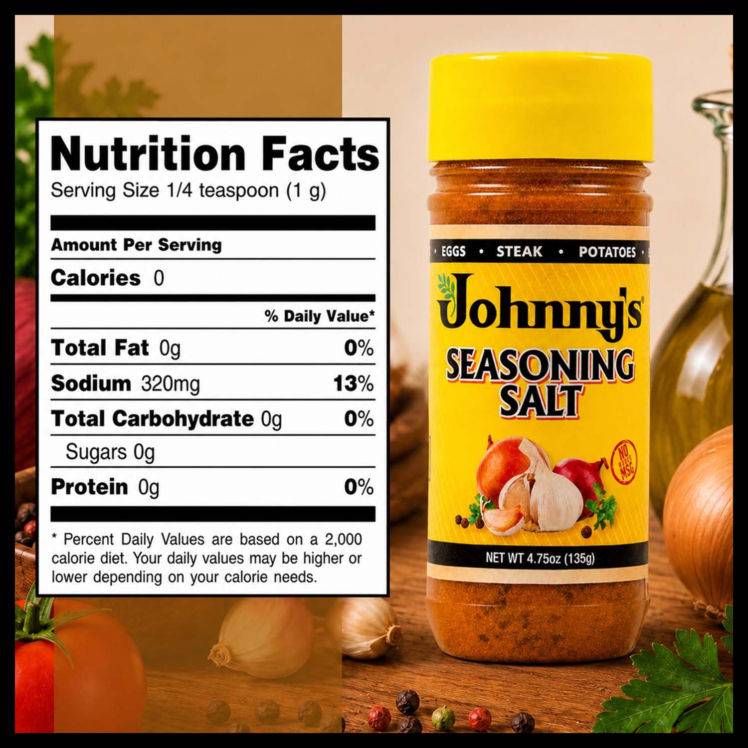 Johnny's - Seasoning Salt - 4.75 oz | Classic All-Purpose Seasoning, Great For Meats, Vegetables, Fries, Soups, Grilling, Roasting & Everyday Cooking