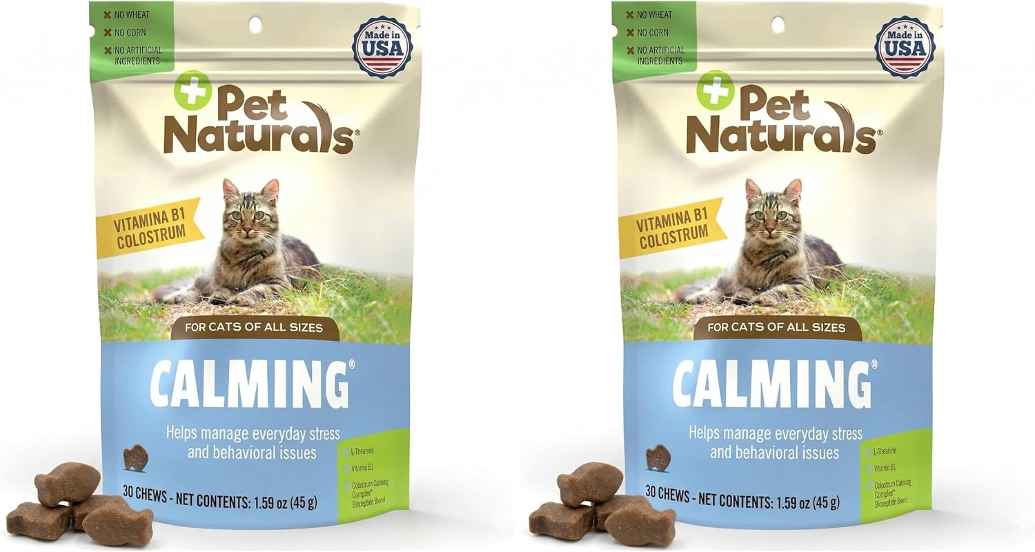 Pet Naturals Calming Chews for Cats, Anxiety Relief with Gentle Ingredients for Thunder, Fireworks, Travel, Grooming, Calming Pet Treats, Chicken Flavor, 30 Count
