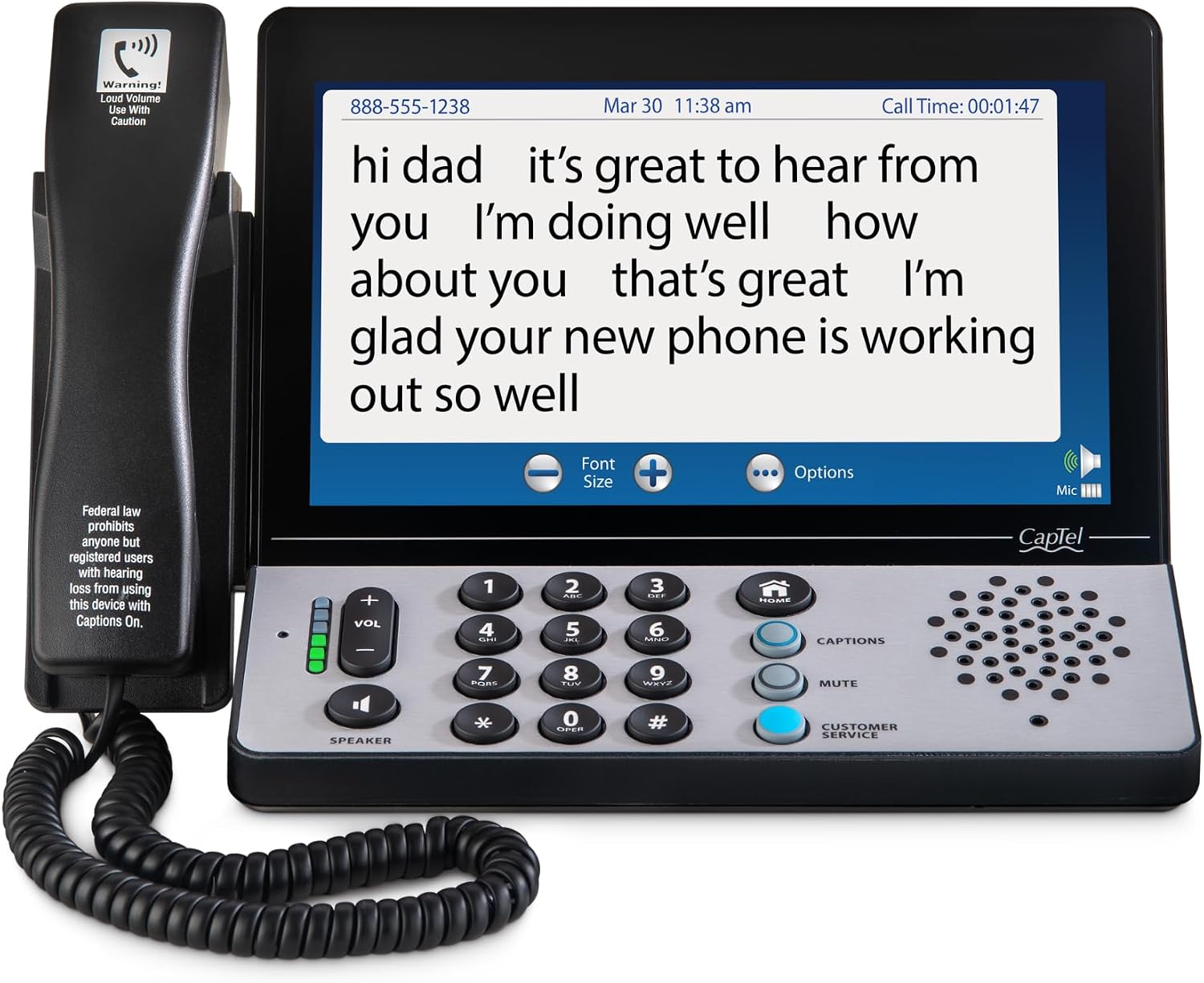 Hamilton CapTel 2400iSPNBT Large Touch Screen Captioned Telephone | Phone for Hard of Hearing with Answering Machine and Speakerphone