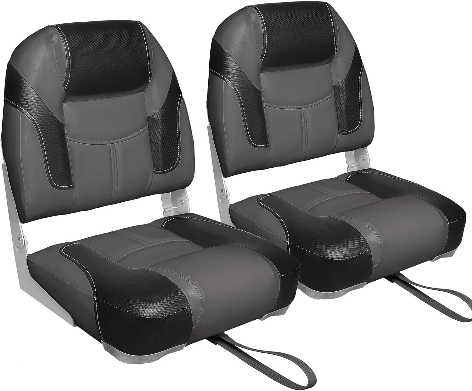 Leader Accessories Low/High Back Folding Fishing Marine Boat Seat 2 Pack