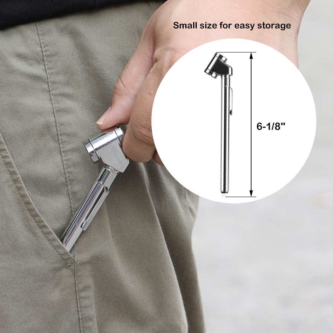 CZC AUTO Pencil Tire Pressure Gauge, Dual Head, 10-120PSI, Silver, 2 Pack