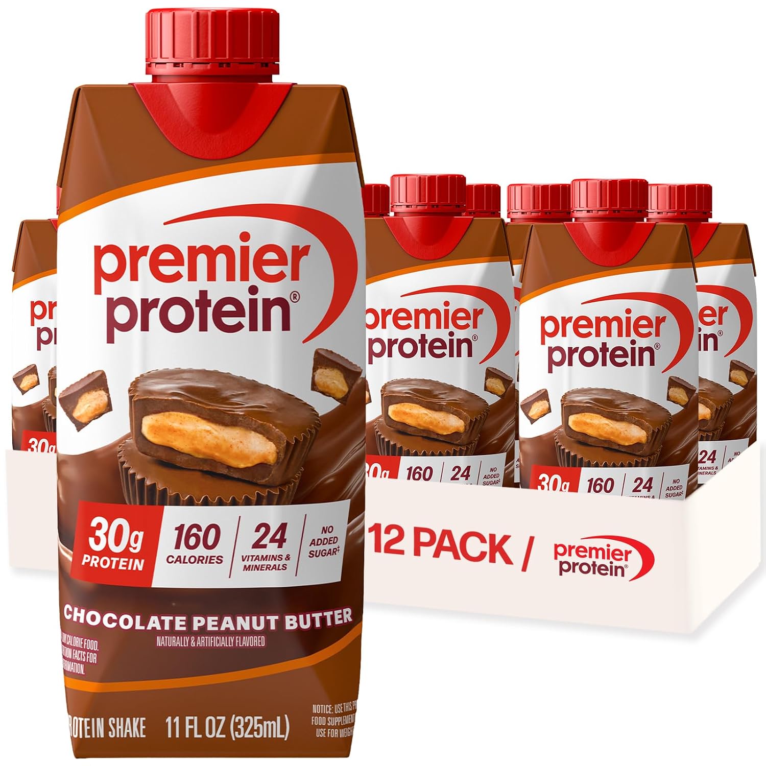 Premier Protein 30g High Protein Shake, Vanilla, 12 Pack | 160 Calories, 24 Vitamins & Minerals, No Added Sugar, Supports Muscle Health, Gluten-Free, 11 oz