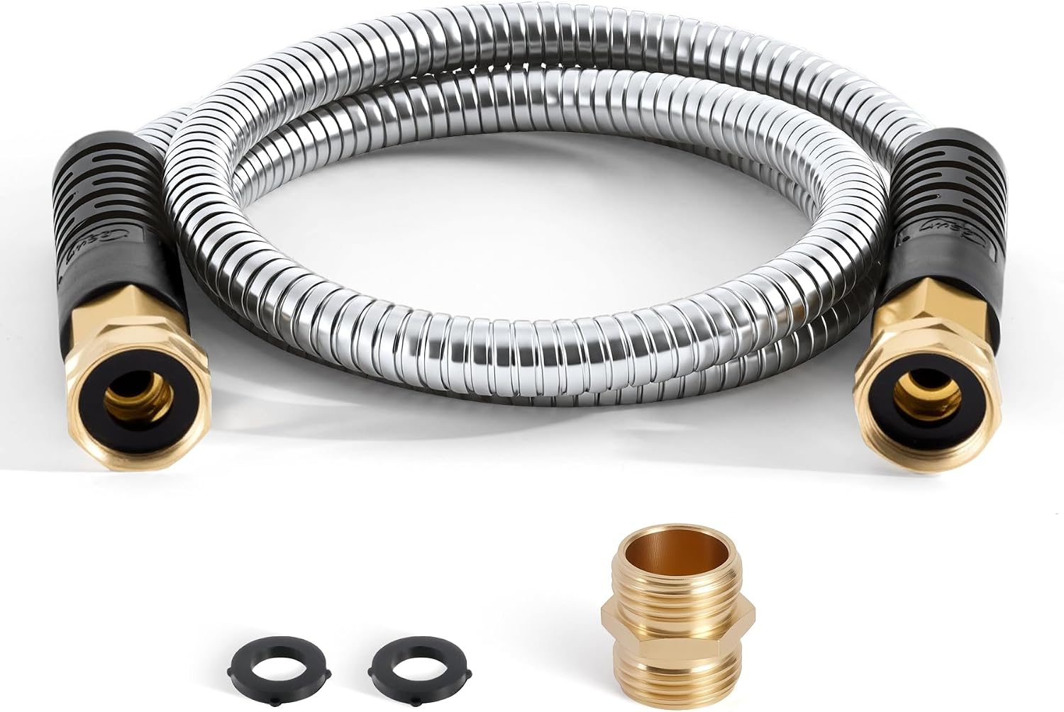 Cesun 100 ft Metal Garden Hose with 10 Function Nozzle, 100 foot x 5/8" | Heavy Duty Stainless Steel Water Hose, Kink-Free & Flexible, Lightweight, Durable, Leak Proof, Rust Proof for Yard/RV/Outdoor