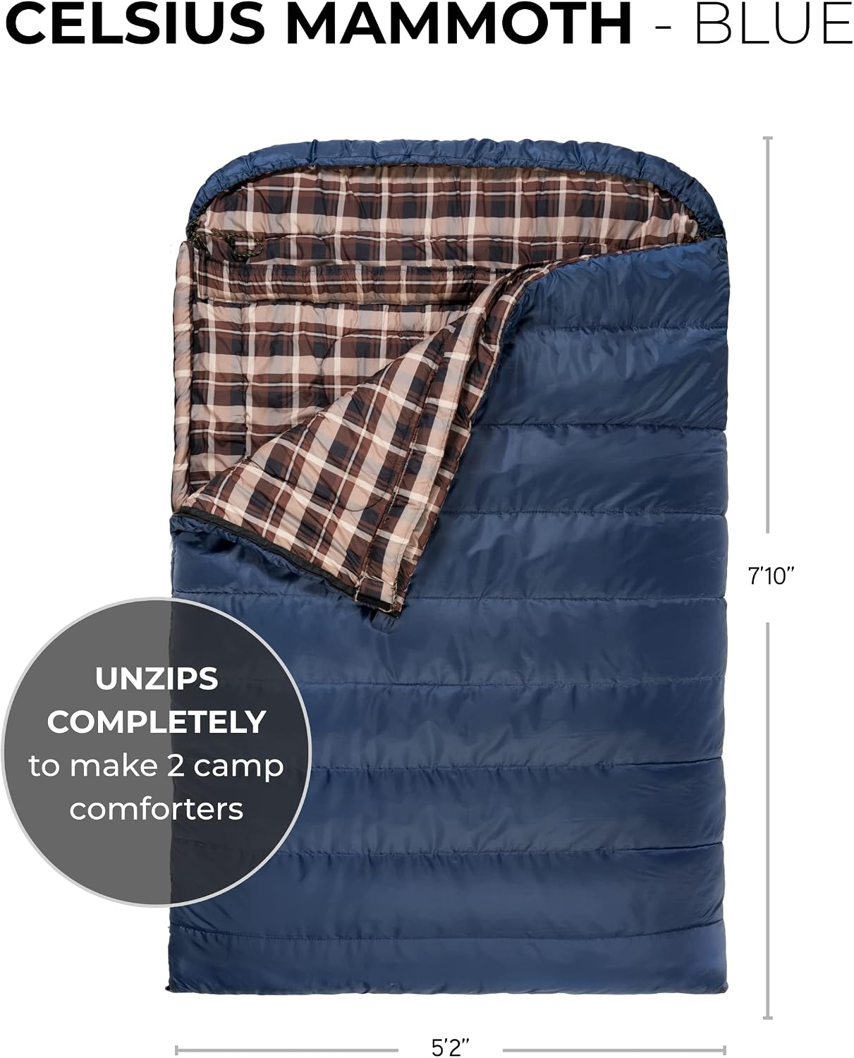 Teton Mammoth Queen Size Double Sleeping Bag- A Warm Bag the Whole Family can Enjoy – Great for Camping, Hunting and Base Camp. Compression Sack Included
