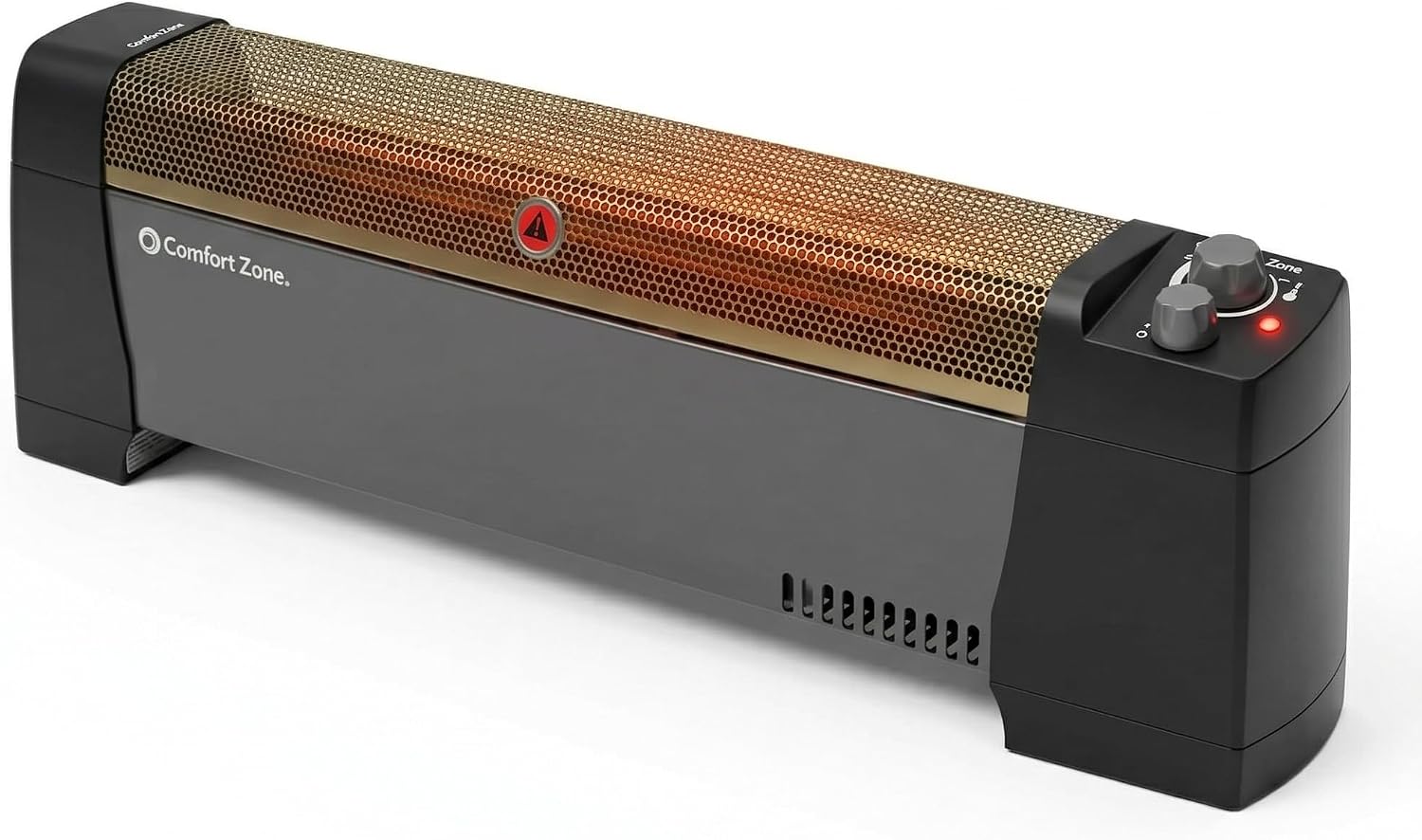 Comfort Zone Electric Baseboard Space Heater with Adjustable Thermostat, Dent-Proof End Panels, Overheat Protection, Tip-Over Switch, & Stay-Cool Body, Ideal for Home, Bedroom, & Office, 1,500W, CZ600